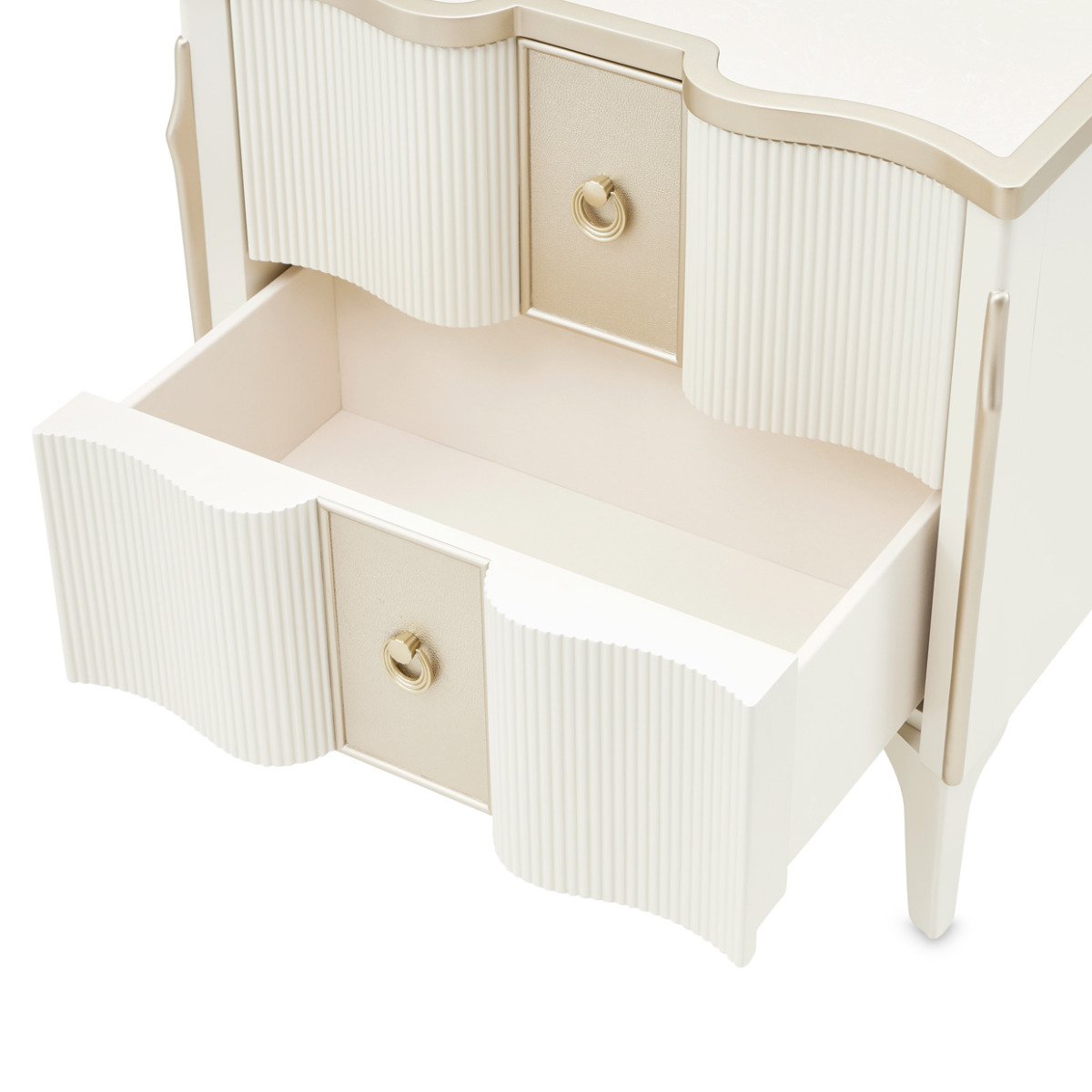 AICO Furniture La Marisia Nightstand in Creamy Pearl - Luxury Home Furniture (MI)