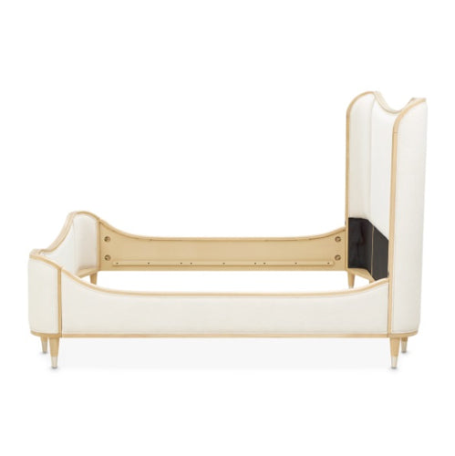 AICO Furniture Camellia Field Queen Upholstered Panel Bed in Caramel - Luxury Home Furniture (MI)