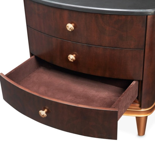 AICO Furniture Camellia Field Nightstand in Warm Pecan - Luxury Home Furniture (MI)
