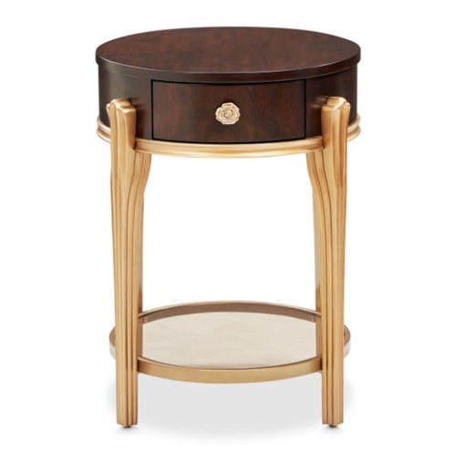 AICO Furniture Camellia Field End Table in Warm Pecan - Luxury Home Furniture (MI)