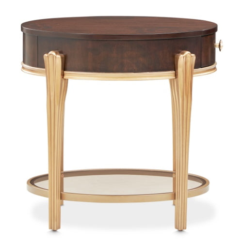 AICO Furniture Camellia Field End Table in Warm Pecan - Luxury Home Furniture (MI)