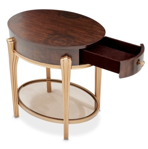 AICO Furniture Camellia Field End Table in Warm Pecan - Luxury Home Furniture (MI)