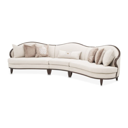 AICO Furniture Camellia Field Armless Chair Linen in Warm Pecan