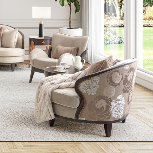 AICO Furniture Camellia Field Accent Chair Porchini in Warm Pecan - Luxury Home Furniture (MI)