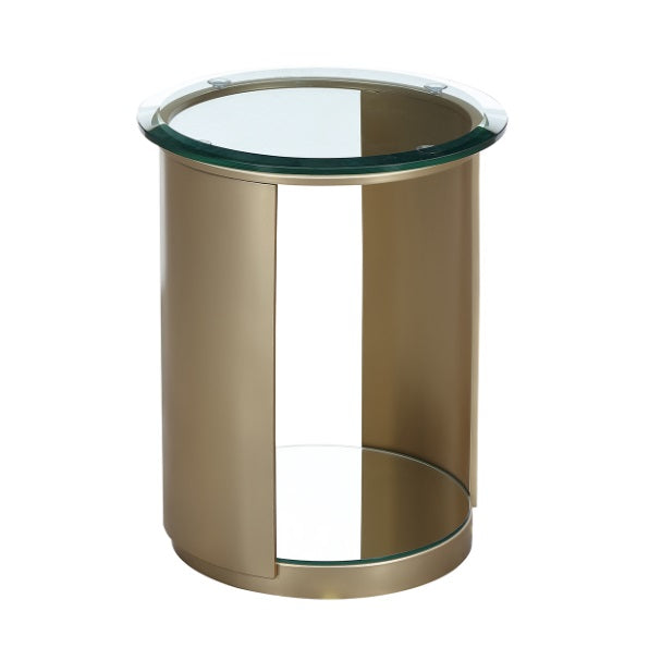 AICO Furniture Houston Chairside Table in Brushed Gold - Luxury Home Furniture (MI)
