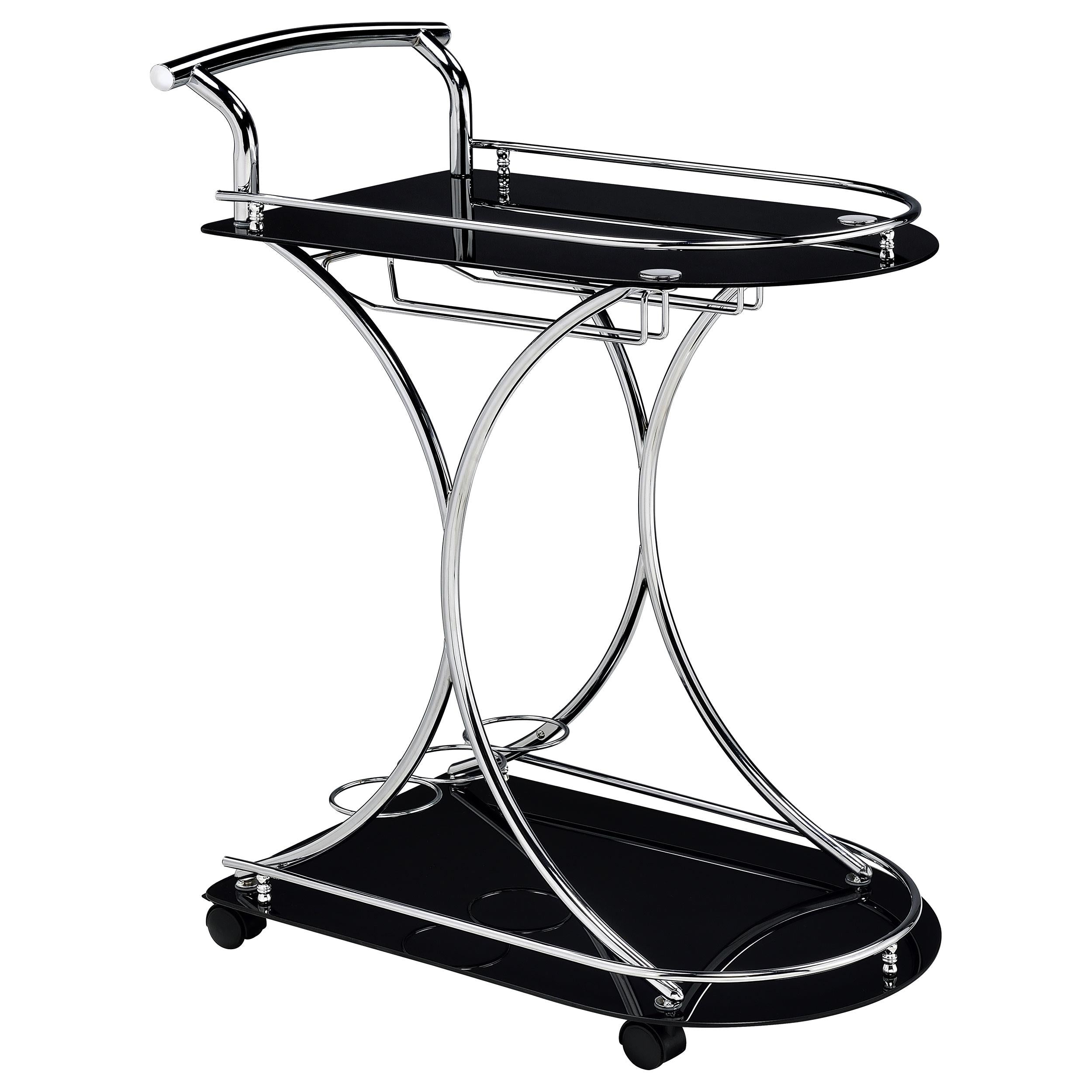 Elfman 2-shelve Serving Cart Chrome and Black - Luxury Home Furniture (MI)