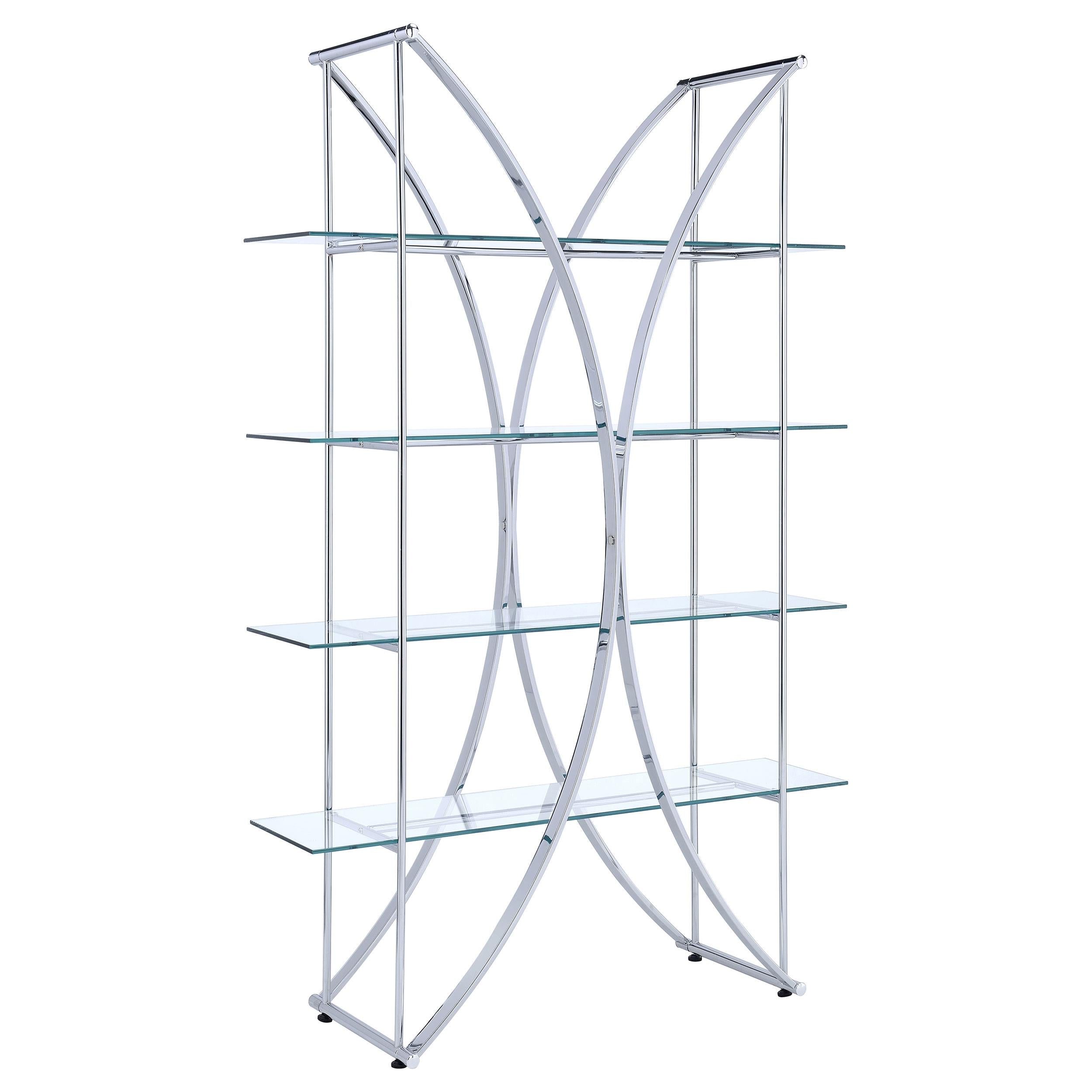 Larson 4-tier Bookcase Chrome and Clear - Luxury Home Furniture (MI)