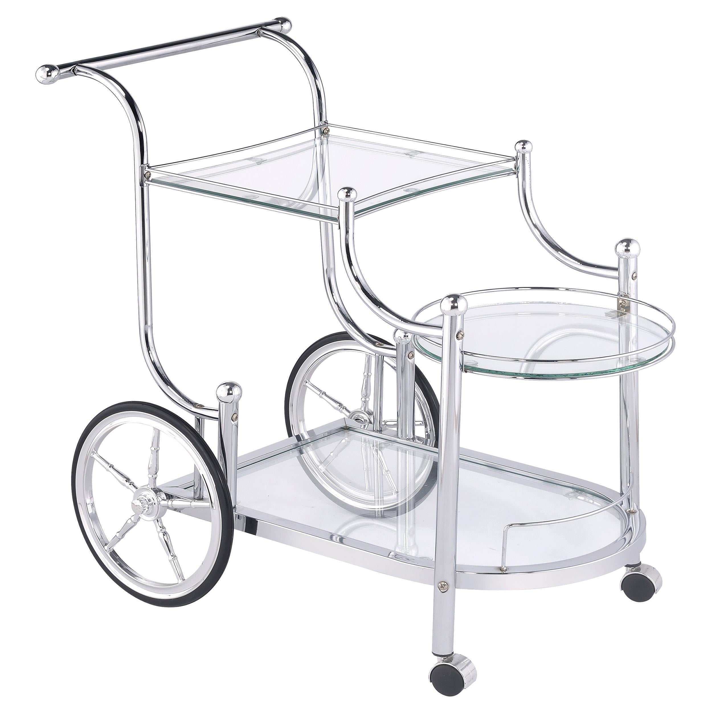 Sarandon 3-tier Serving Cart Chrome and Clear - Luxury Home Furniture (MI)