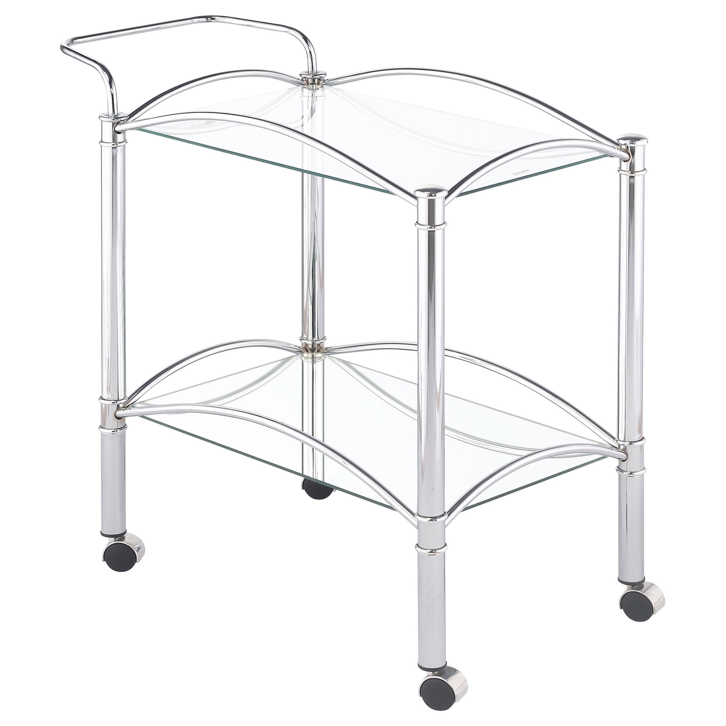 Shadix 2-tier Serving Cart with Glass Top Chrome and Clear - Luxury Home Furniture (MI)