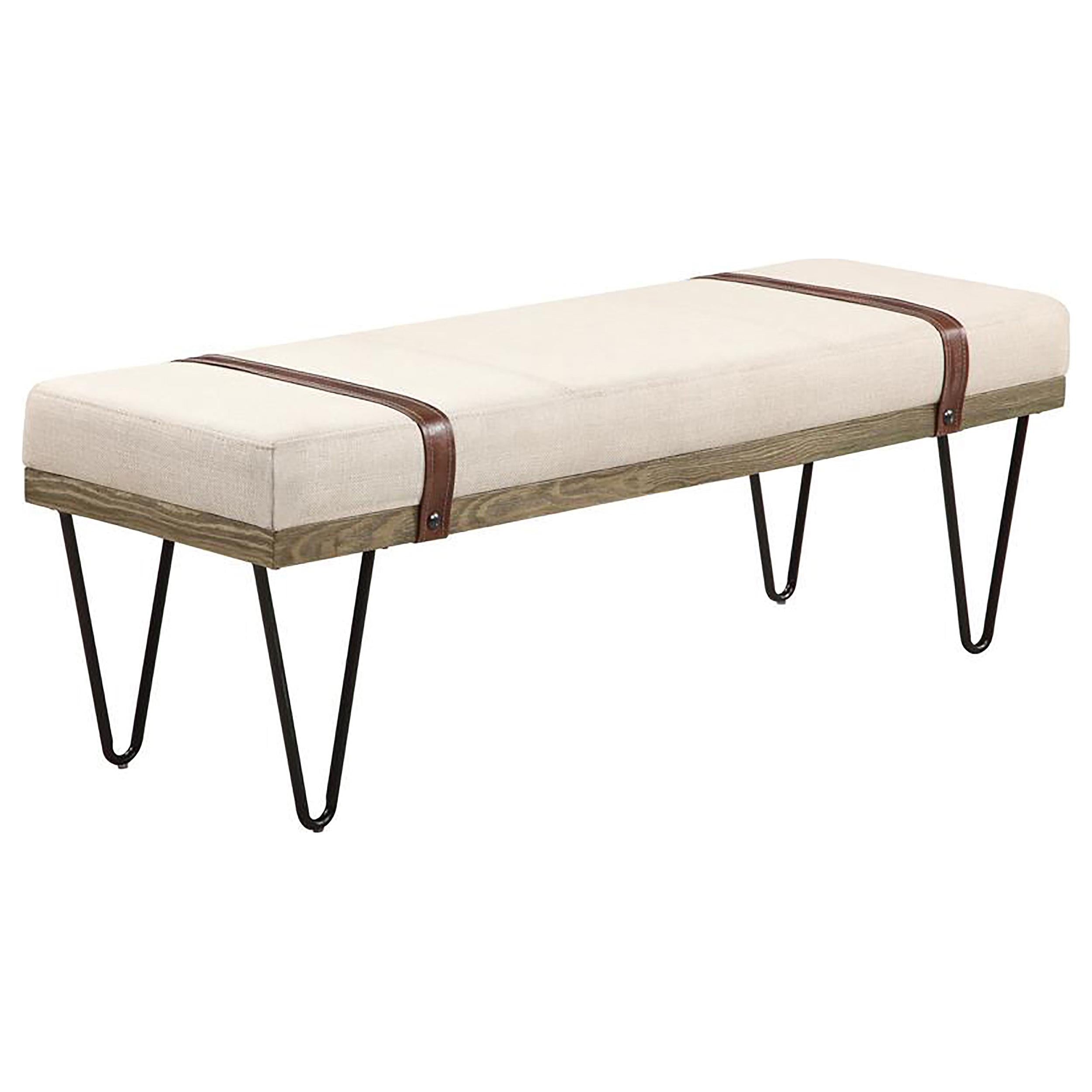 Austin Upholstered Bench Beige and Black - Luxury Home Furniture (MI)