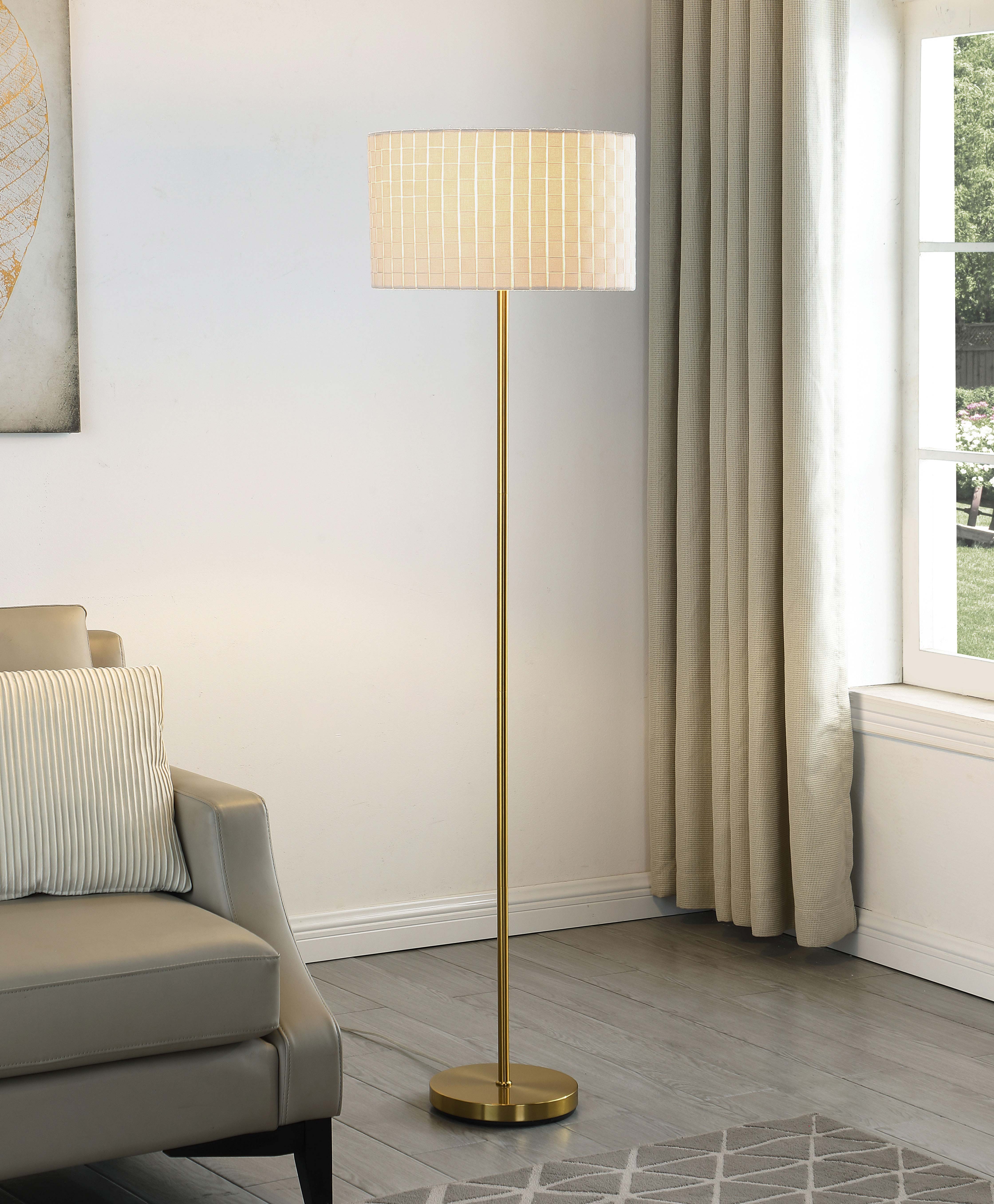 Ramiro Drum Shade Floor Lamp Gold - Luxury Home Furniture (MI)
