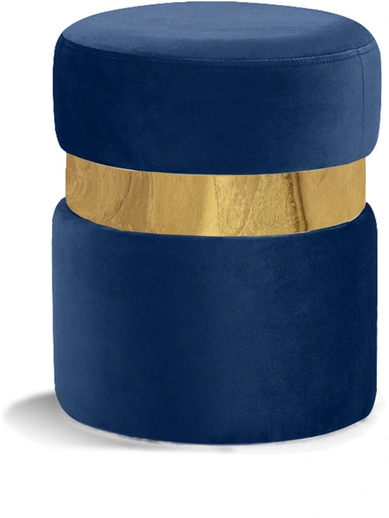 Hailey Navy Velvet Ottoman/Stool