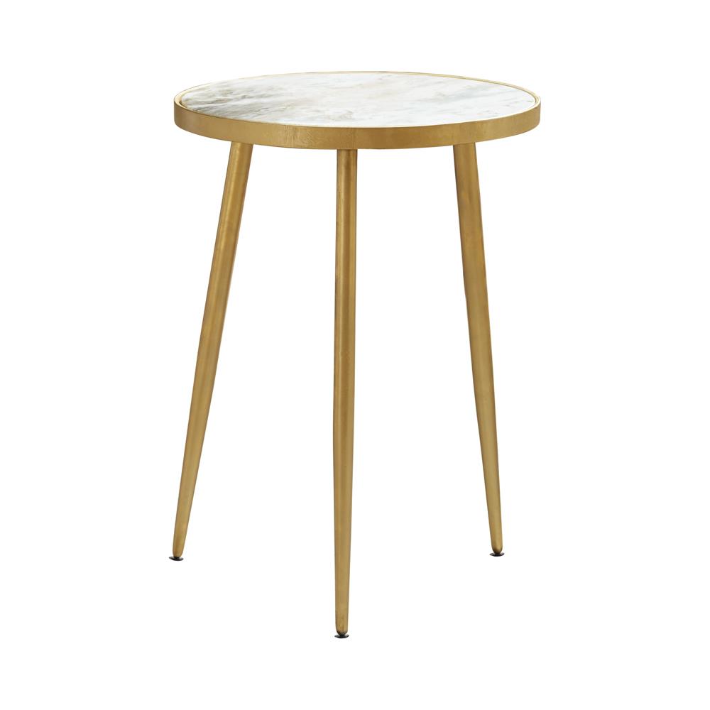 Acheson Round Accent Table White and Gold - Luxury Home Furniture (MI)