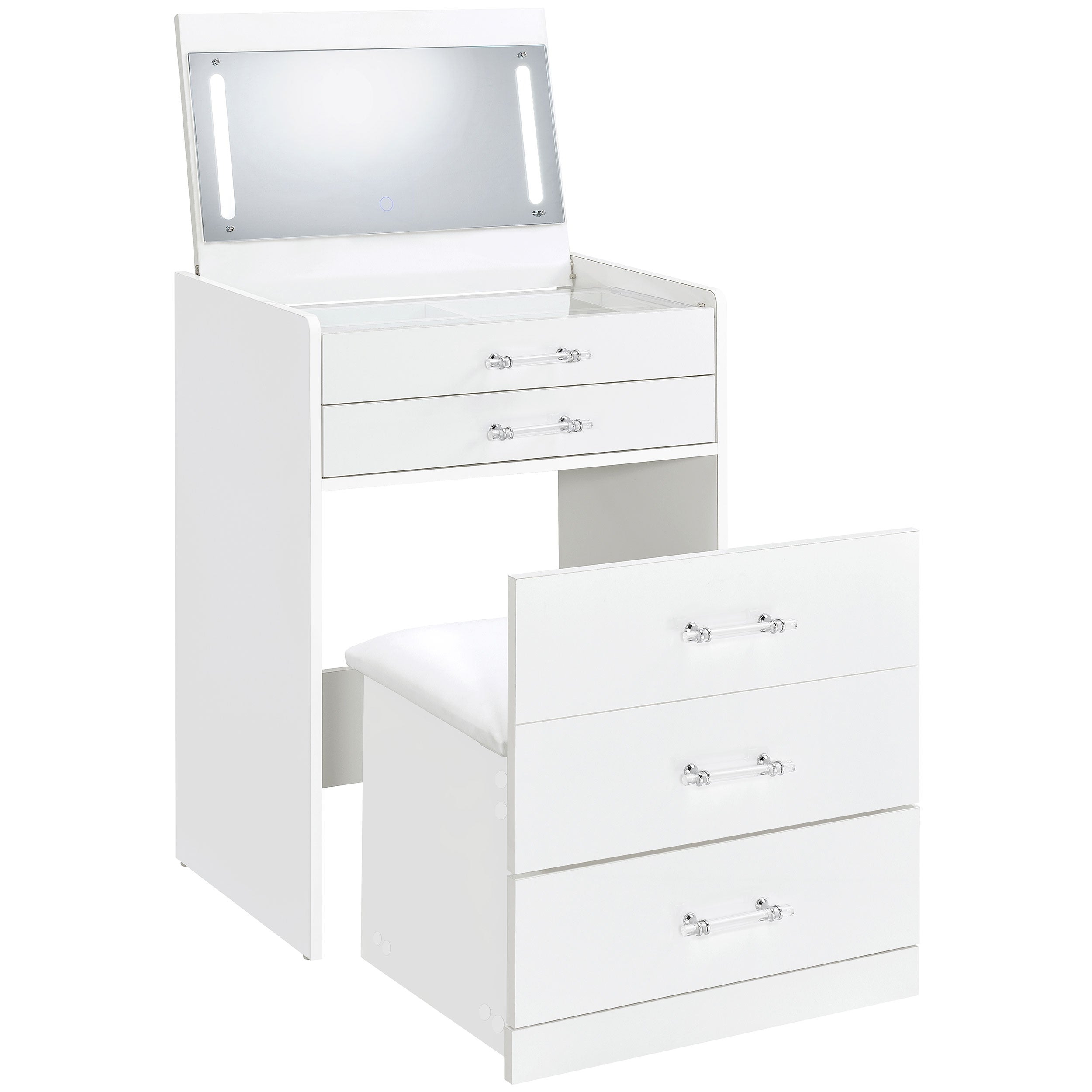 Danbury Makeup Vanity Table with LED Mirror and Stool - Luxury Home Furniture (MI)