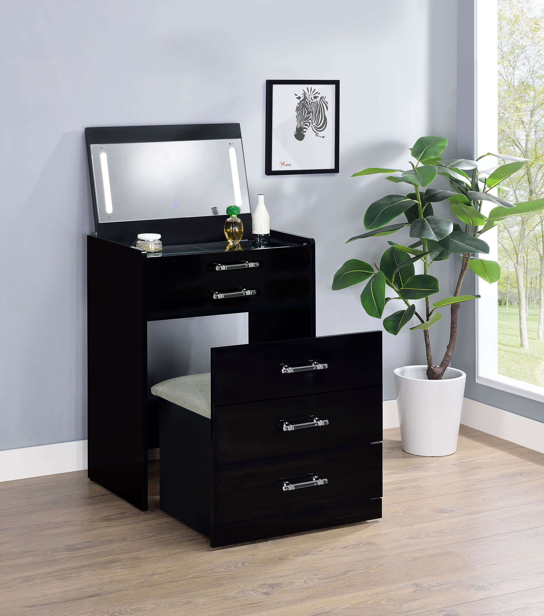 Danbury Makeup Vanity Table with LED Mirror and Stool - Luxury Home Furniture (MI)