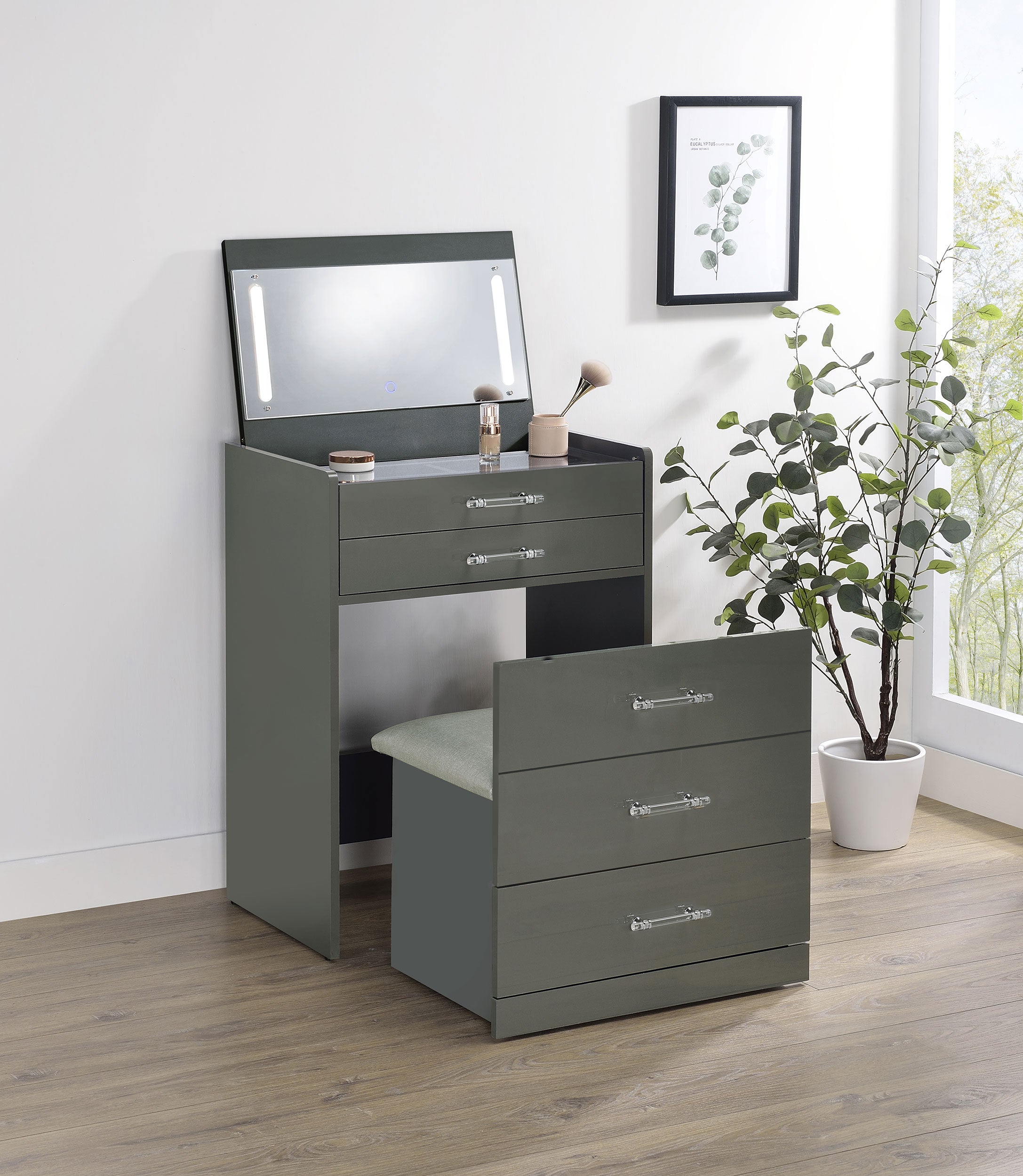 Danbury Makeup Vanity Table with LED Mirror and Stool - Luxury Home Furniture (MI)
