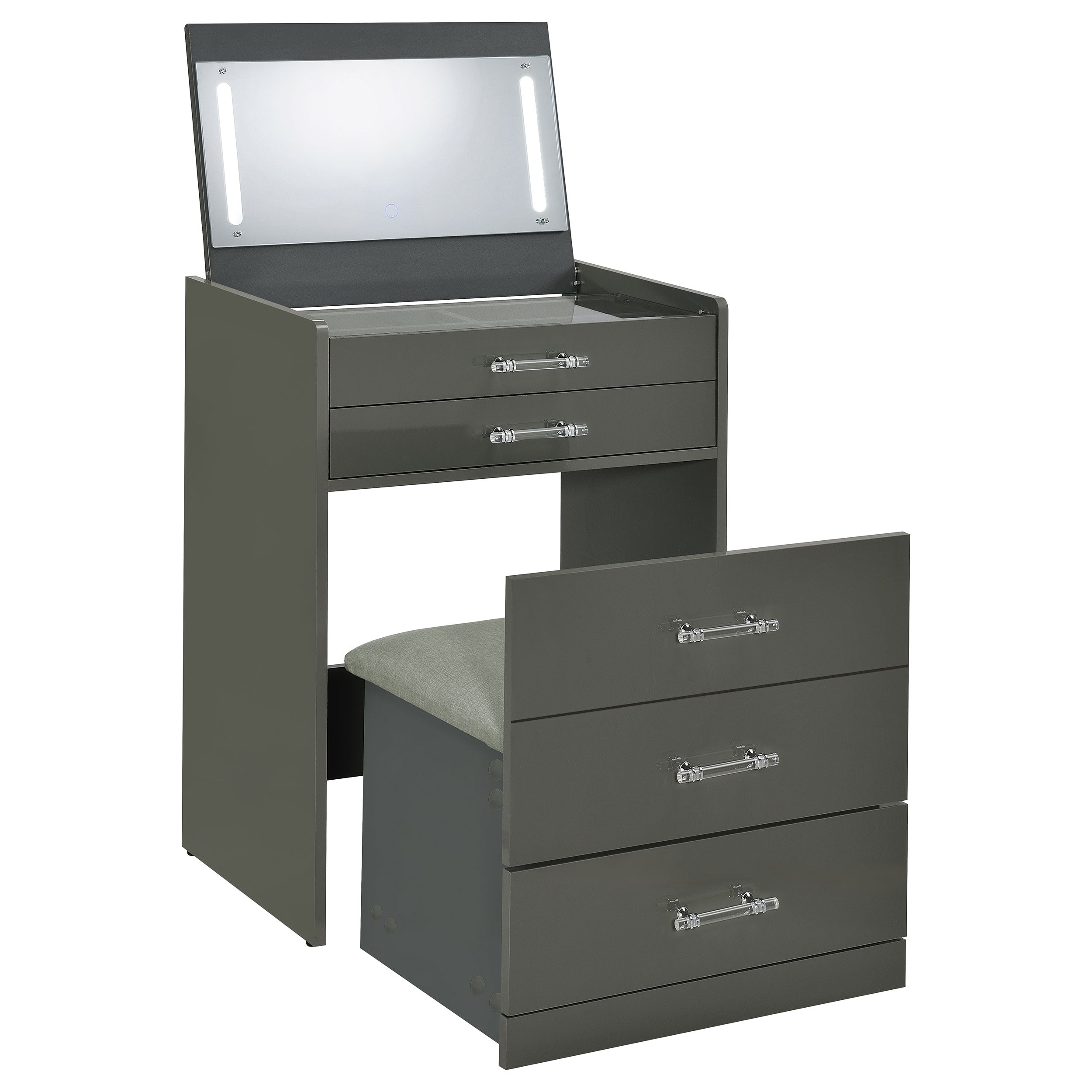 Danbury Makeup Vanity Table with LED Mirror and Stool - Luxury Home Furniture (MI)