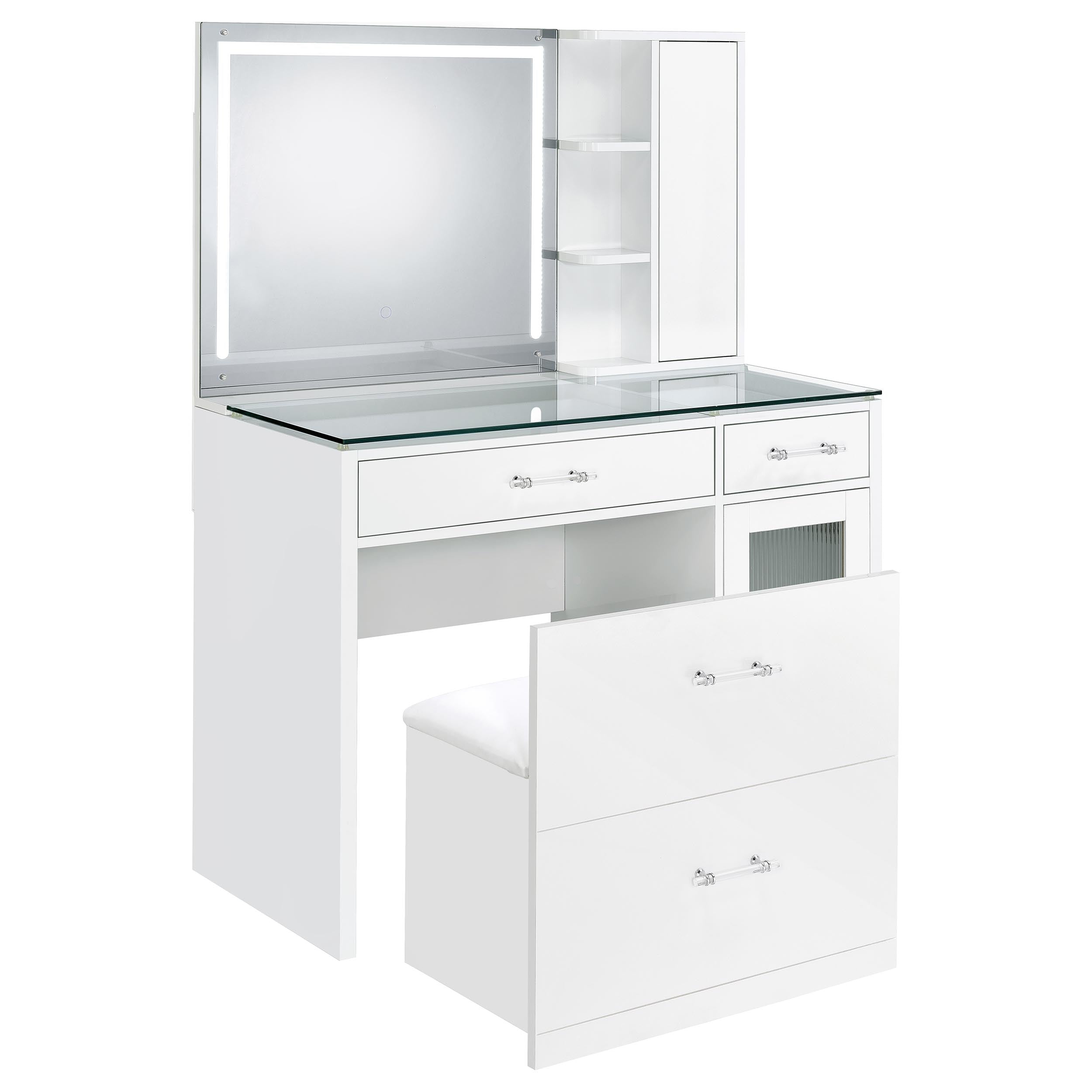Flora Makeup Vanity Table with LED Mirror and Stool - Luxury Home Furniture (MI)