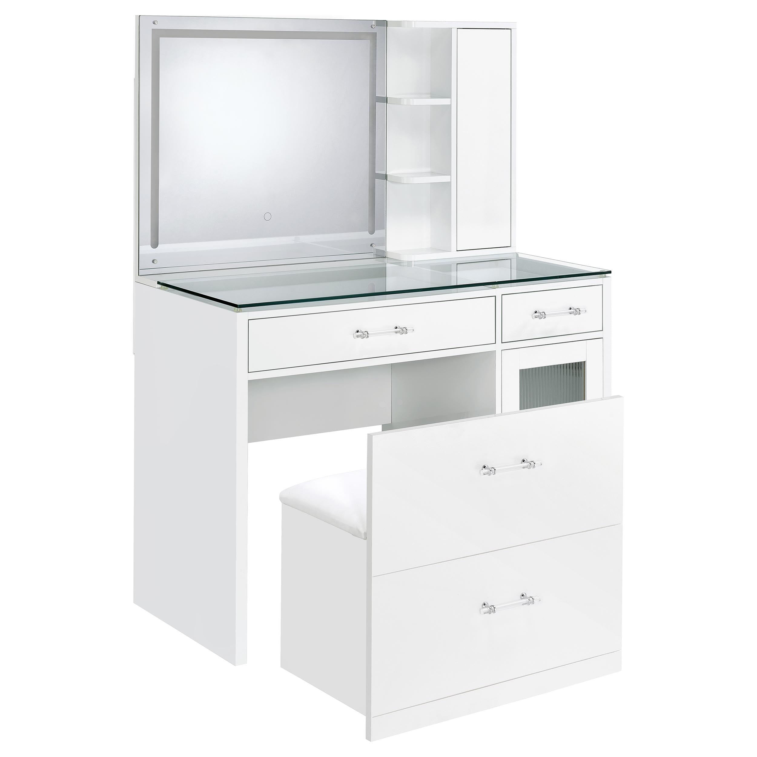 Flora Makeup Vanity Table with LED Mirror and Stool - Luxury Home Furniture (MI)