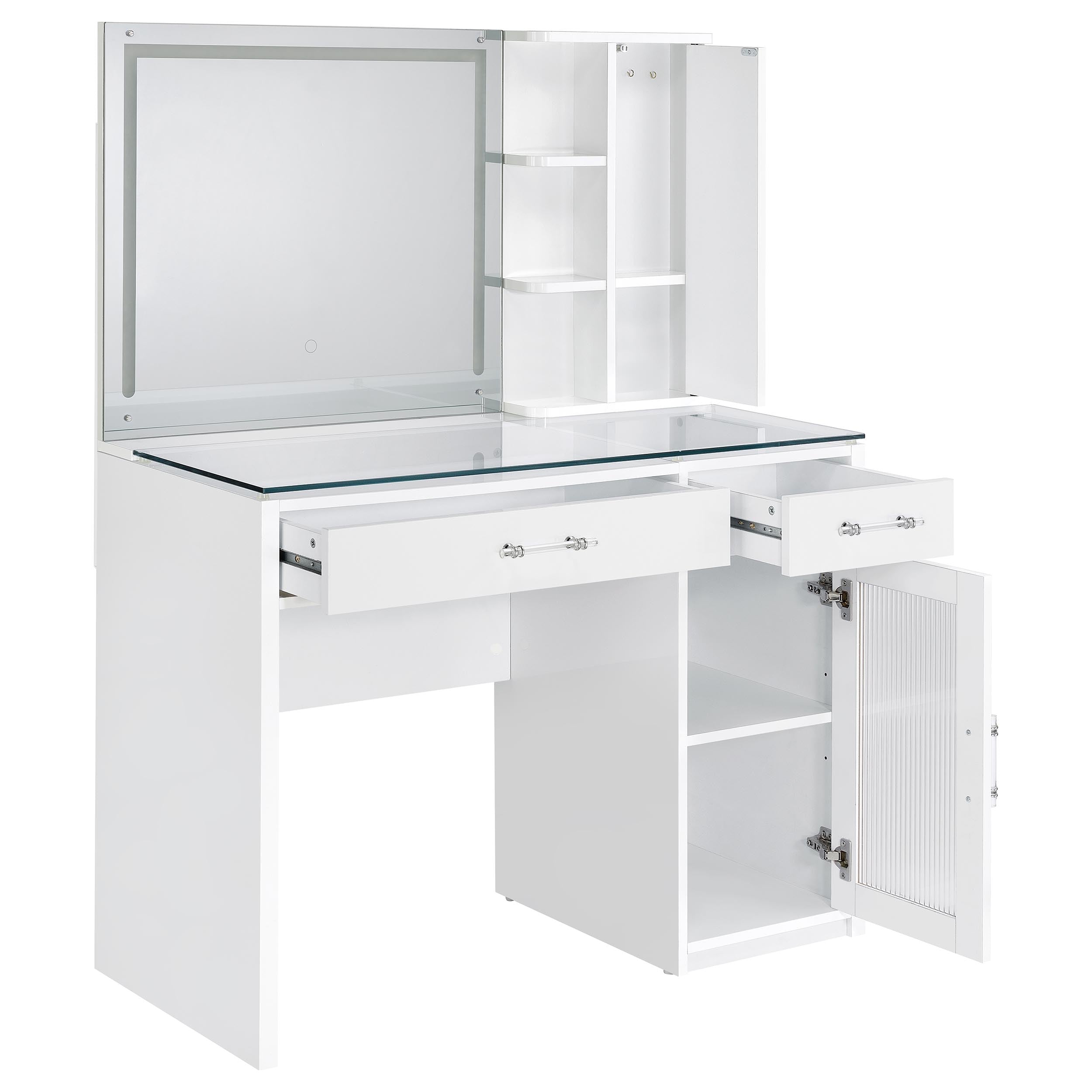 Flora Makeup Vanity Table with LED Mirror and Stool - Luxury Home Furniture (MI)