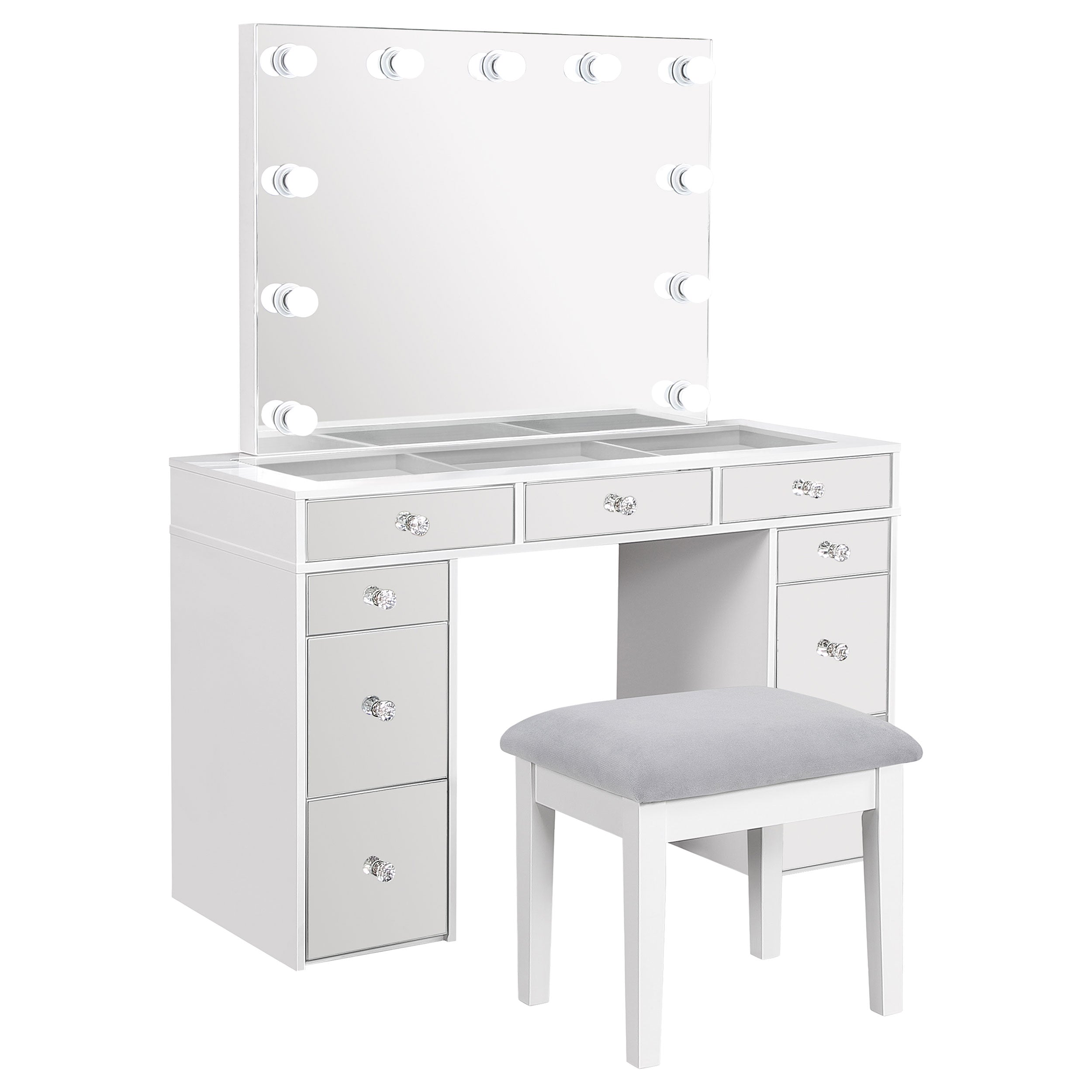Regina Makeup Vanity Table with LED Mirror and Stool - Luxury Home Furniture (MI)