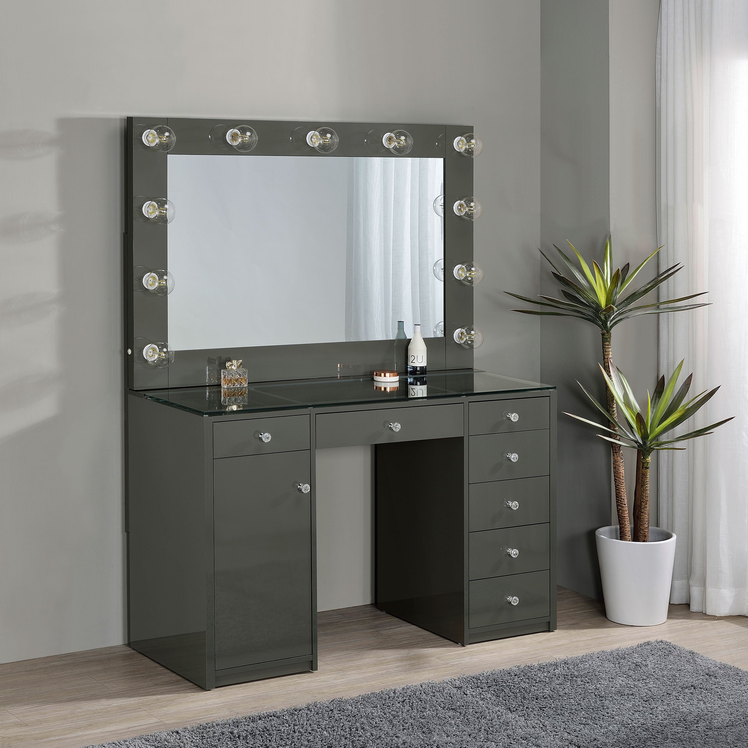 Acena Makeup Vanity Table with LED Mirror - Luxury Home Furniture (MI)