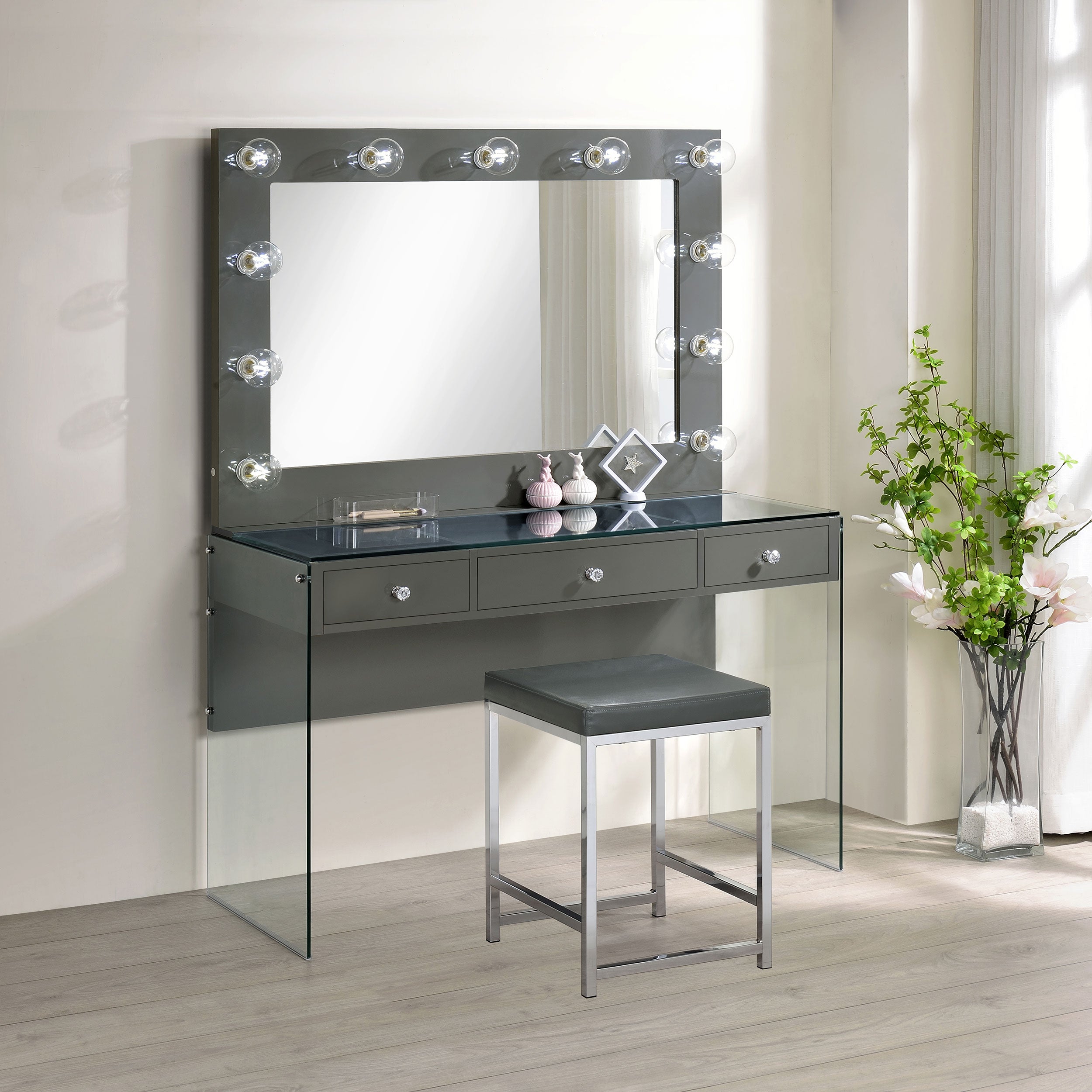 Afshan Makeup Vanity Table with LED Mirror - Luxury Home Furniture (MI)