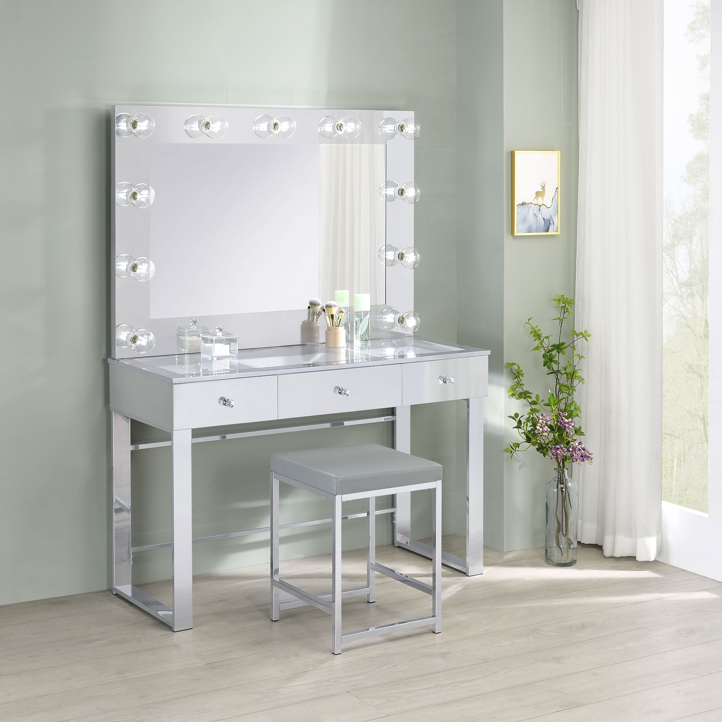 Umbridge Makeup Vanity Table with LED Mirror - Luxury Home Furniture (MI)