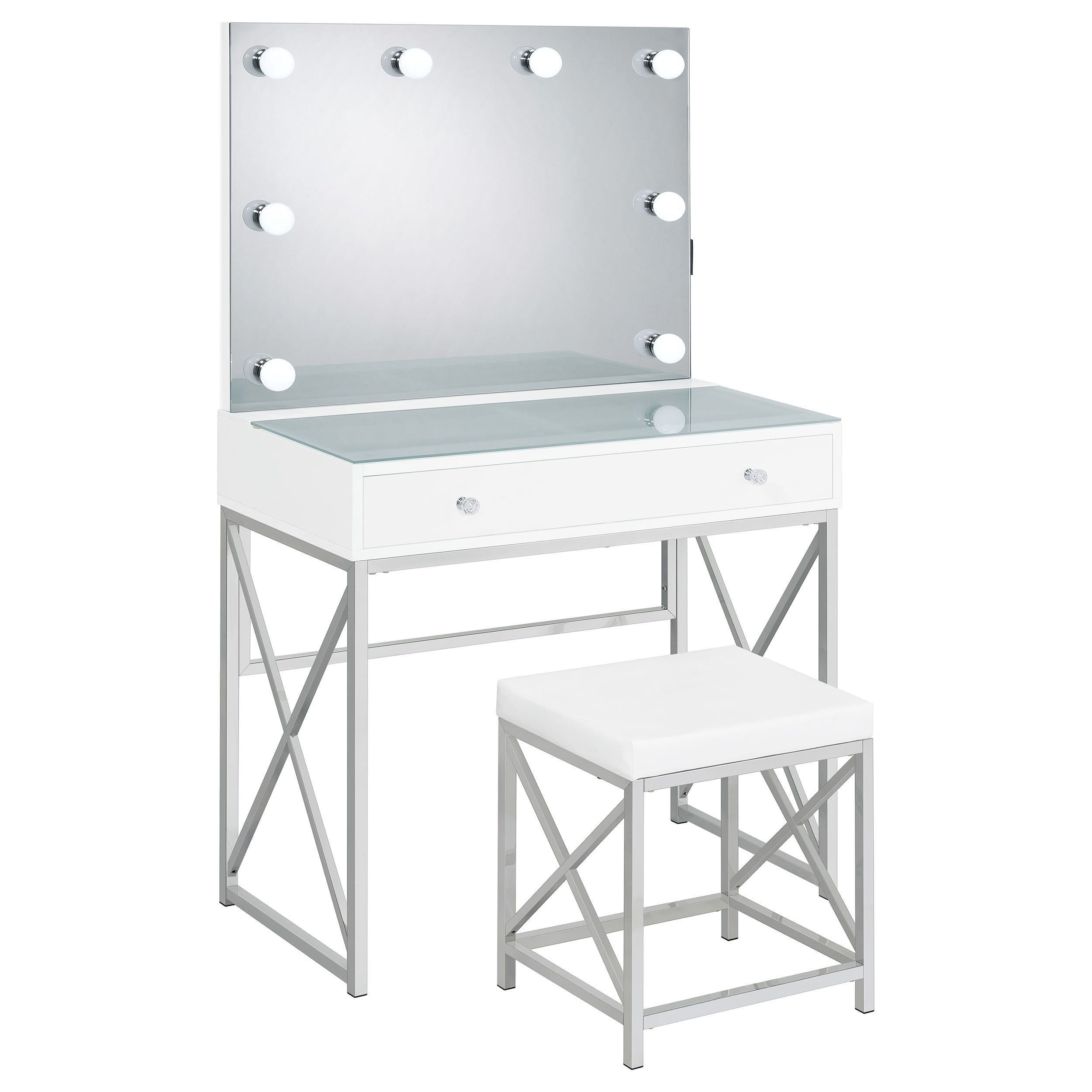 Eliza Makeup Vanity Table with LED Mirror and Stool - Luxury Home Furniture (MI)