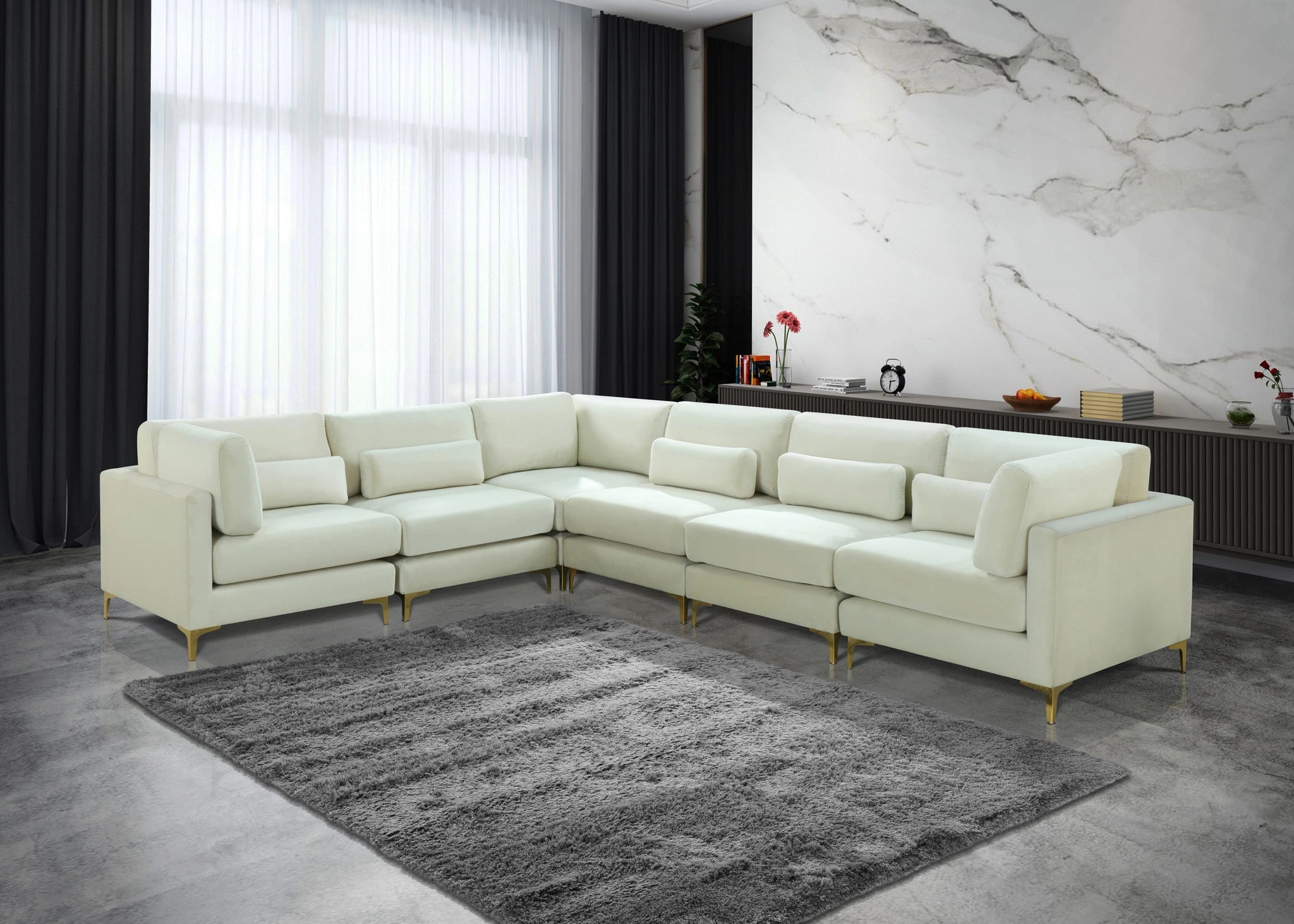 Julia Cream Velvet Modular Sectional (6 Boxes)