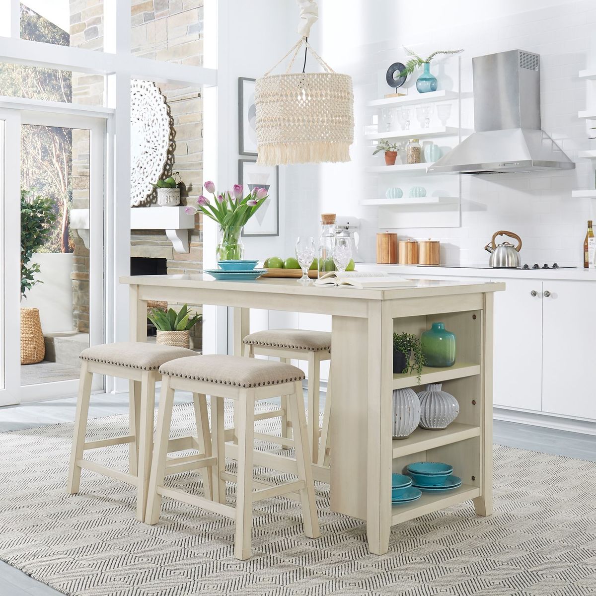Liberty Furniture Brook Creek 5 Piece Counter Set in White image