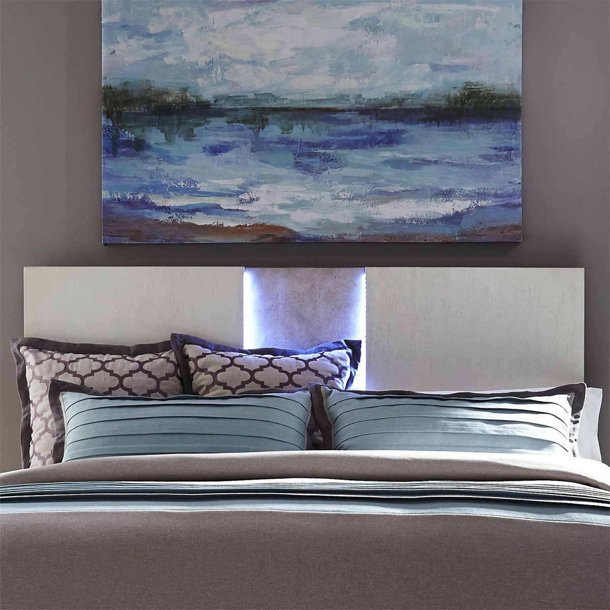 Liberty Furniture Mirage Cal King Travertine Panel Bed in Wirebrushed White - Luxury Home Furniture (MI)