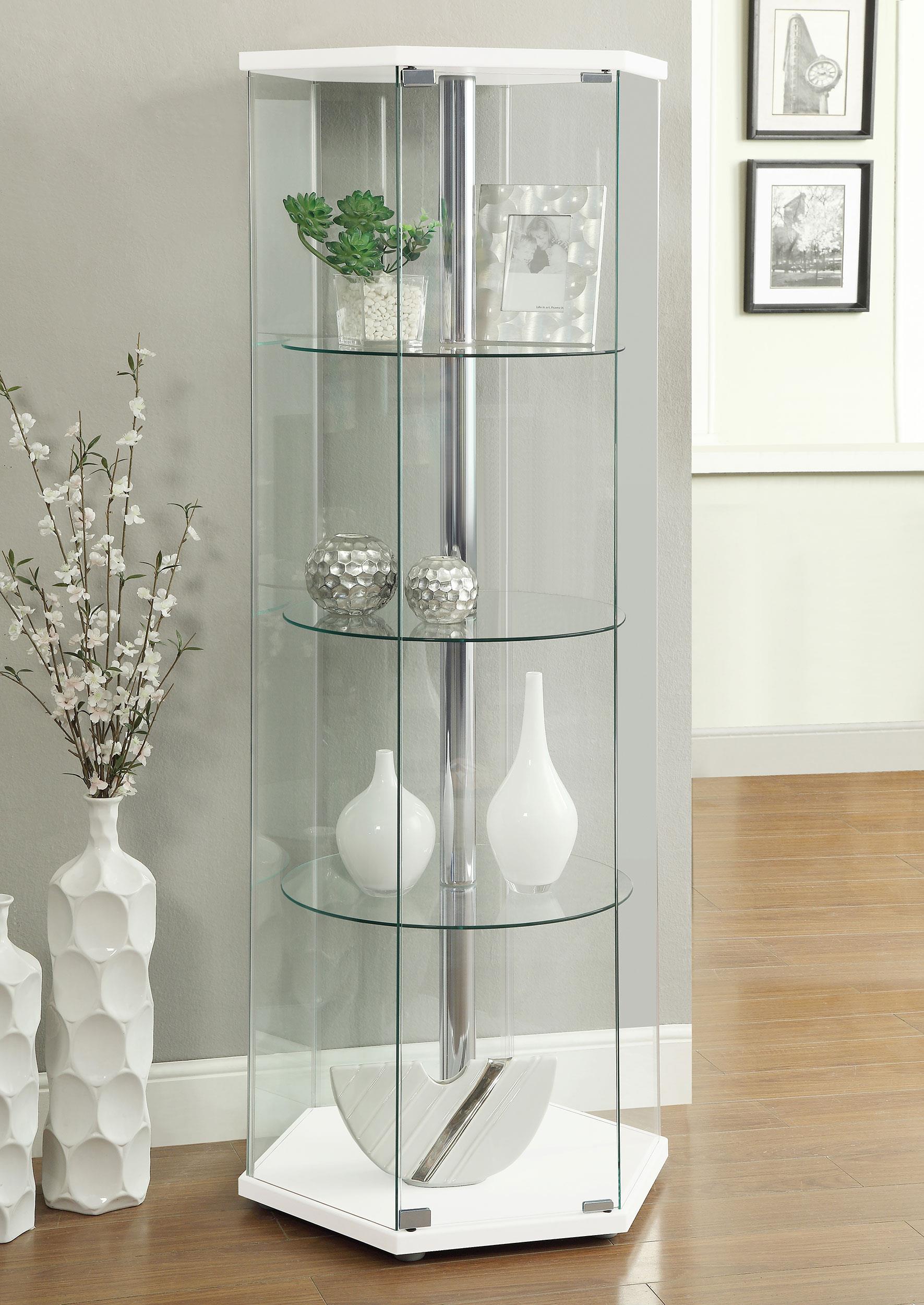 Traditional Glass Hexagon Curio Cabinet - Luxury Home Furniture (MI)