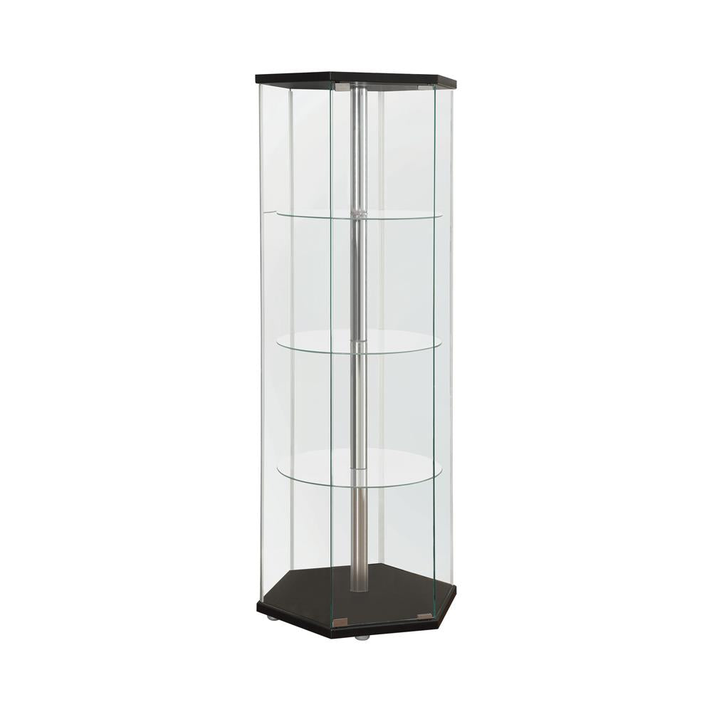 Traditional Glass Hexagon Curio Cabinet - Luxury Home Furniture (MI)