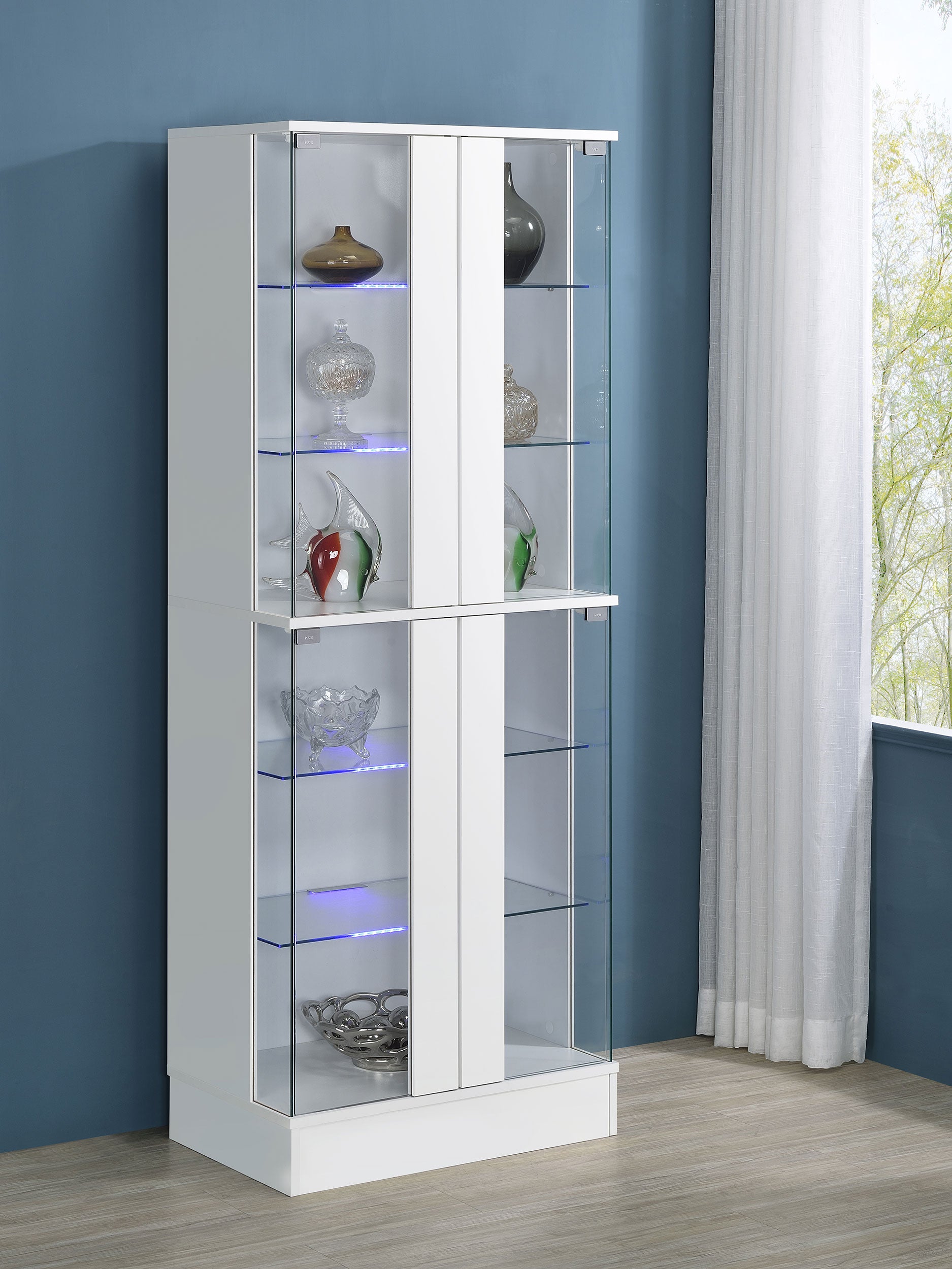 Cabra Curio Cabinet with LED Lighting - Luxury Home Furniture (MI)
