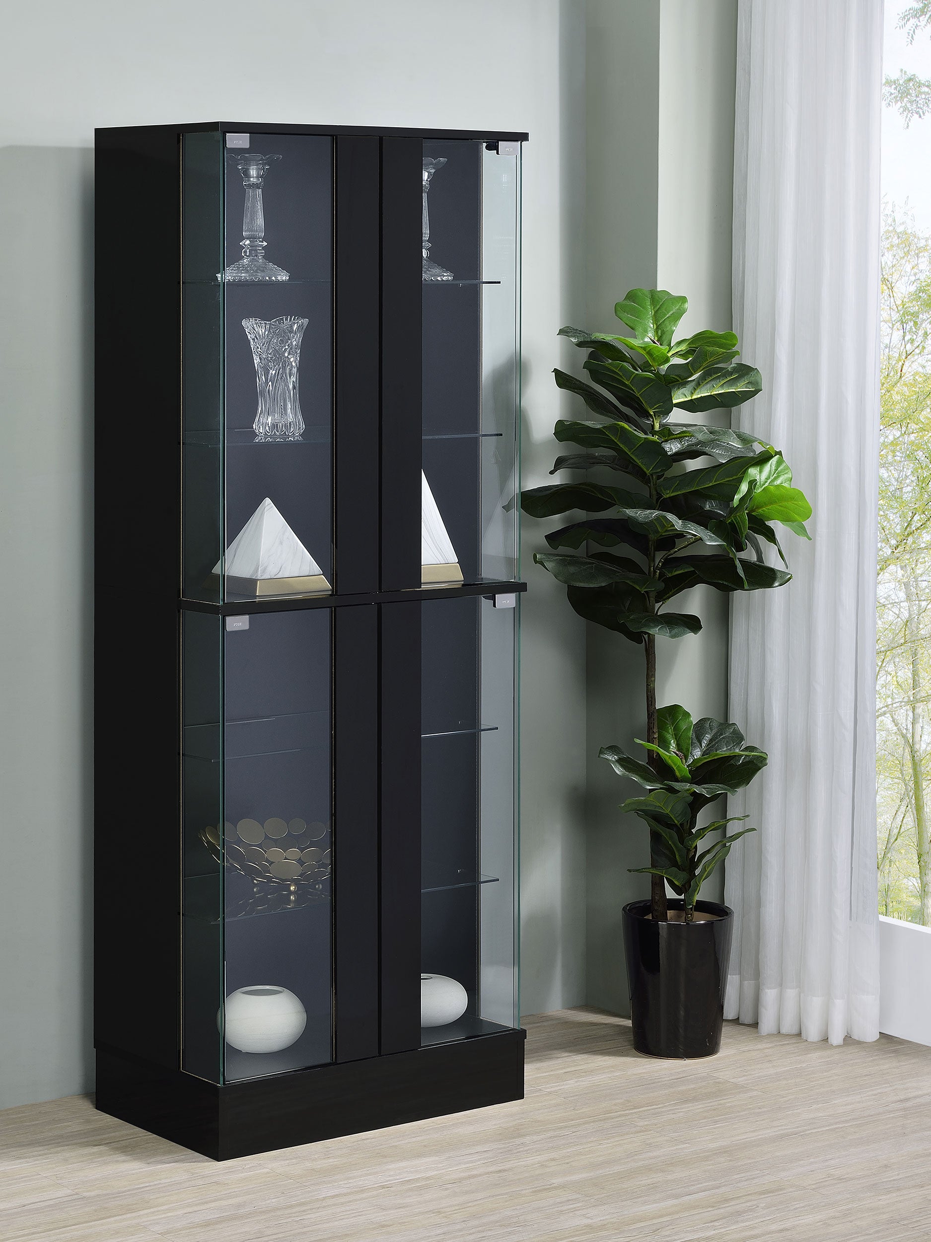 Cabra Curio Cabinet with LED Lighting - Luxury Home Furniture (MI)
