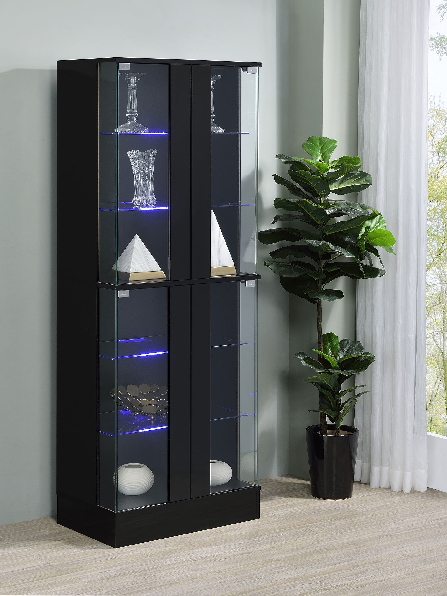 Cabra Curio Cabinet with LED Lighting - Luxury Home Furniture (MI)
