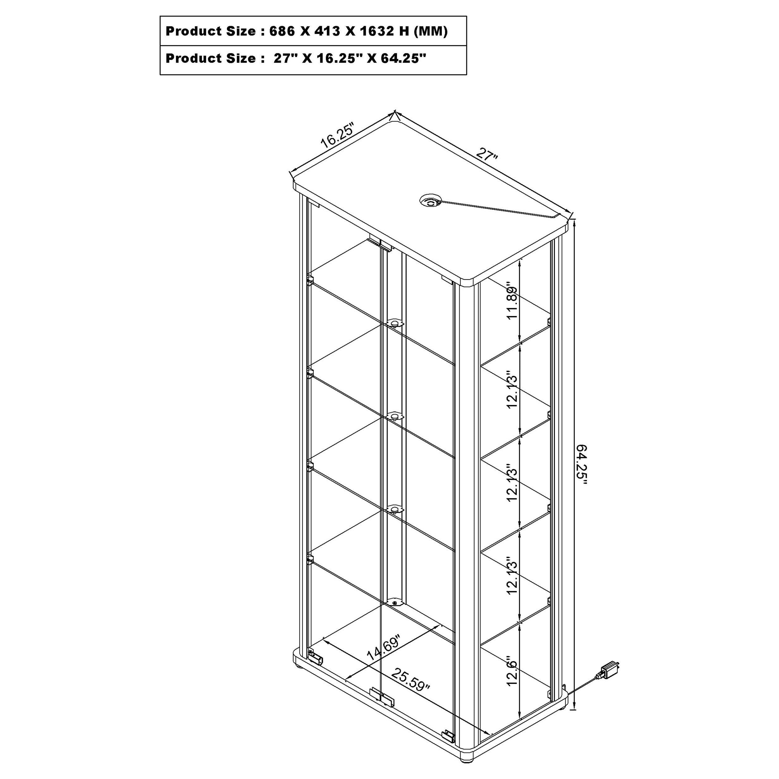 Aero Curio Cabinet with LED Lighting - Luxury Home Furniture (MI)