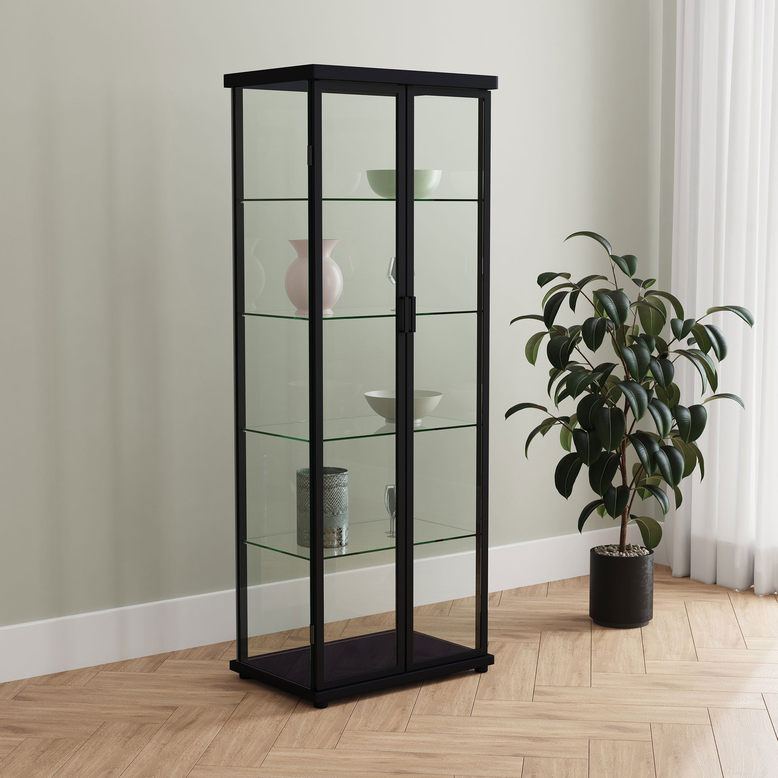 Aero Curio Cabinet with LED Lighting - Luxury Home Furniture (MI)