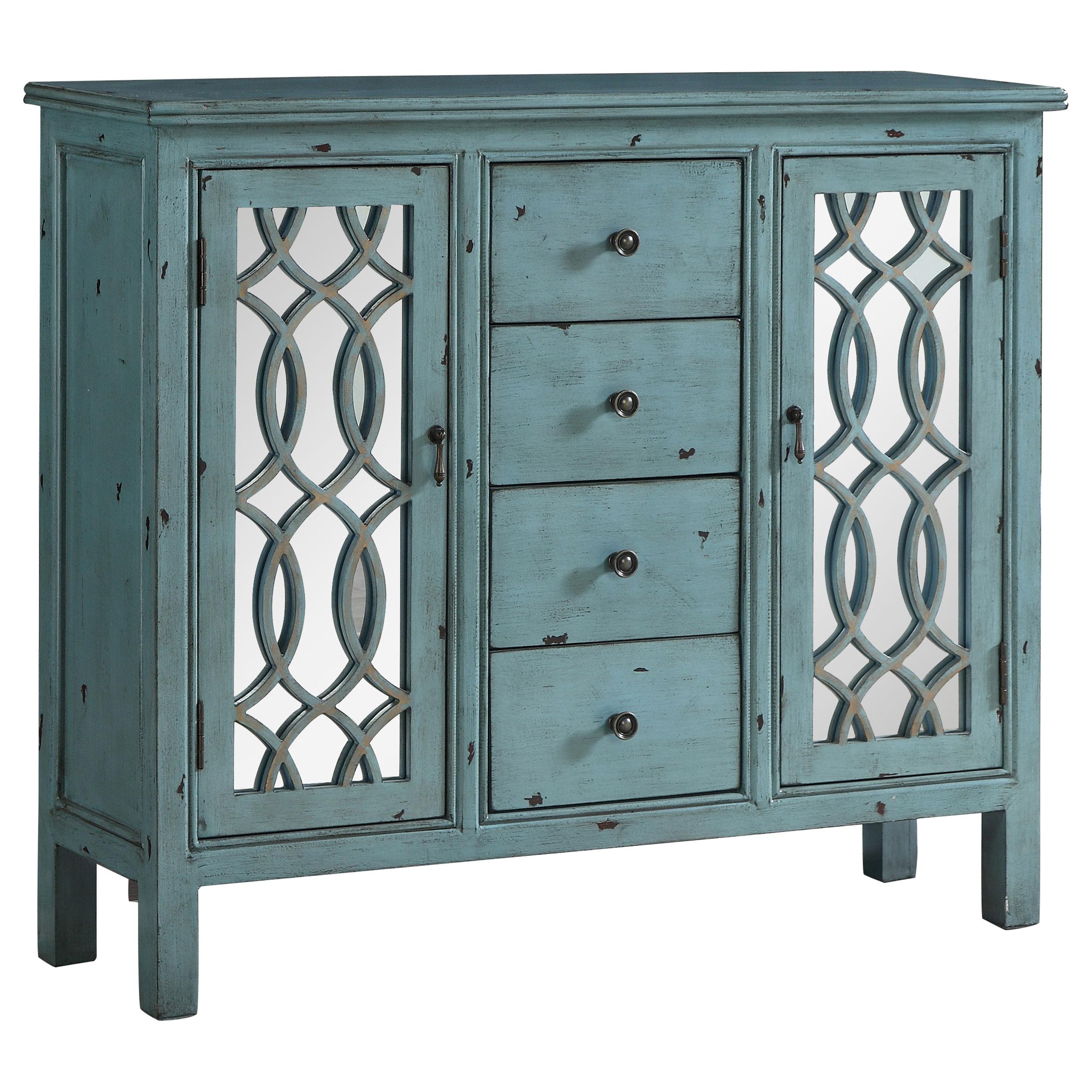 Rue 4-drawer Accent Cabinet Antique Blue - Luxury Home Furniture (MI)