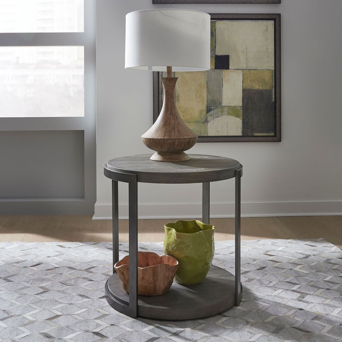 Liberty Furniture Modern View Round End Table in Gray - Luxury Home Furniture (MI)