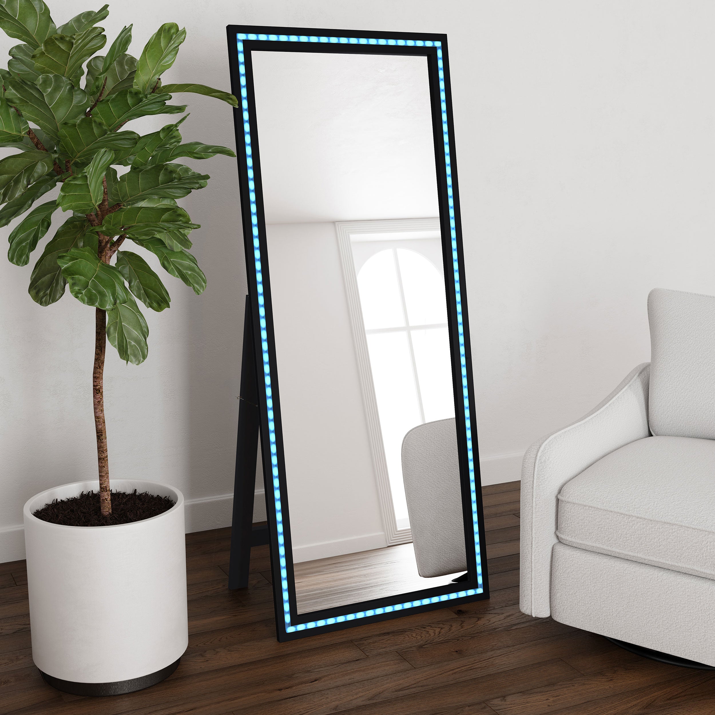 Windrose Standing Mirror with LED Lighting - Luxury Home Furniture (MI)
