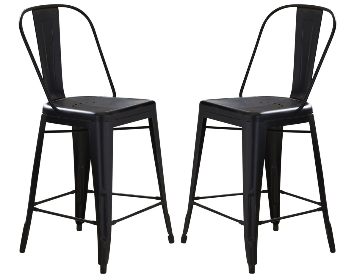 Liberty Furniture Vintage Dining Series Bow Back Counter Chair in Black (Set of 2) image