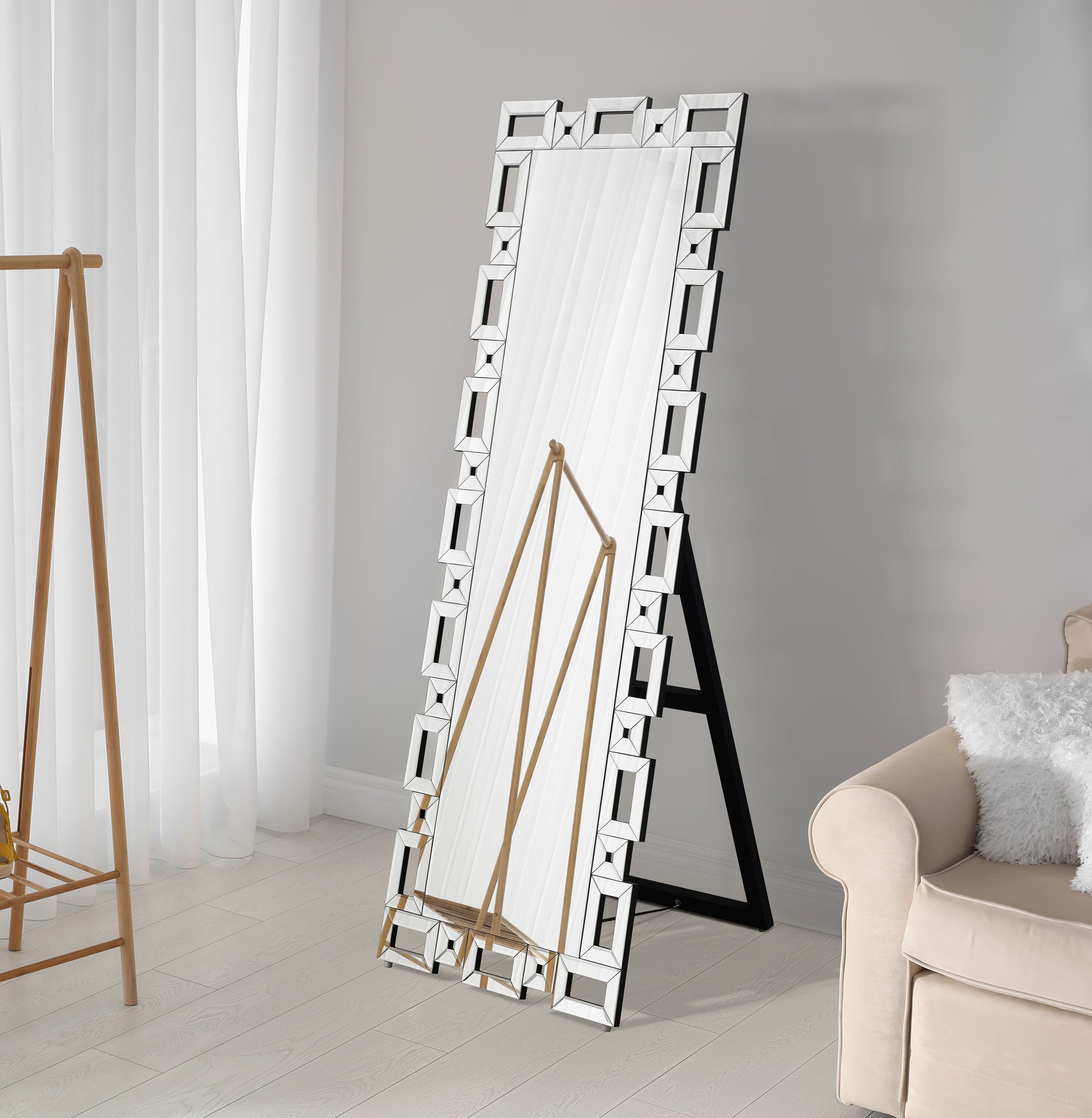 Tavin Geometric Frame Cheval Mirror - Luxury Home Furniture (MI)