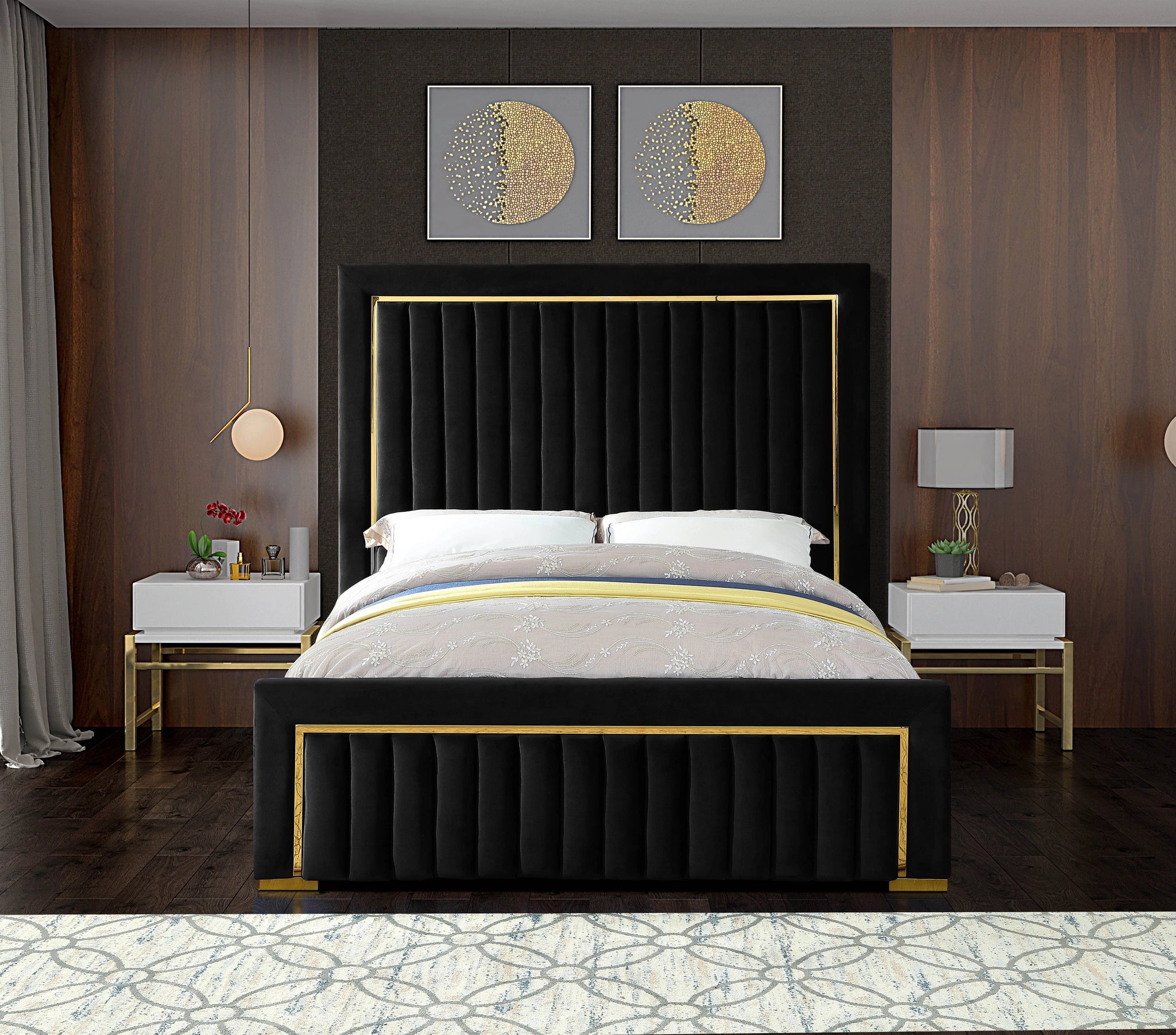Dolce Black Velvet King Bed (3 Boxes)