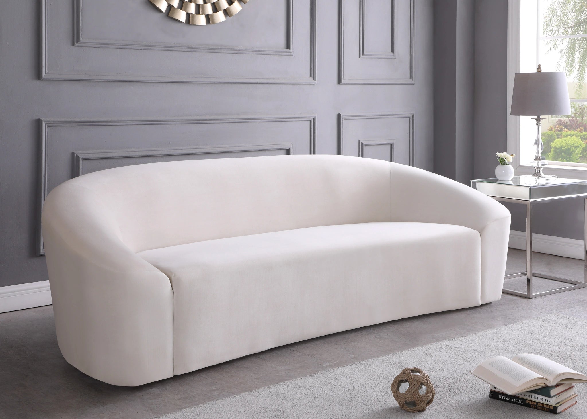 Riley Cream Velvet Sofa