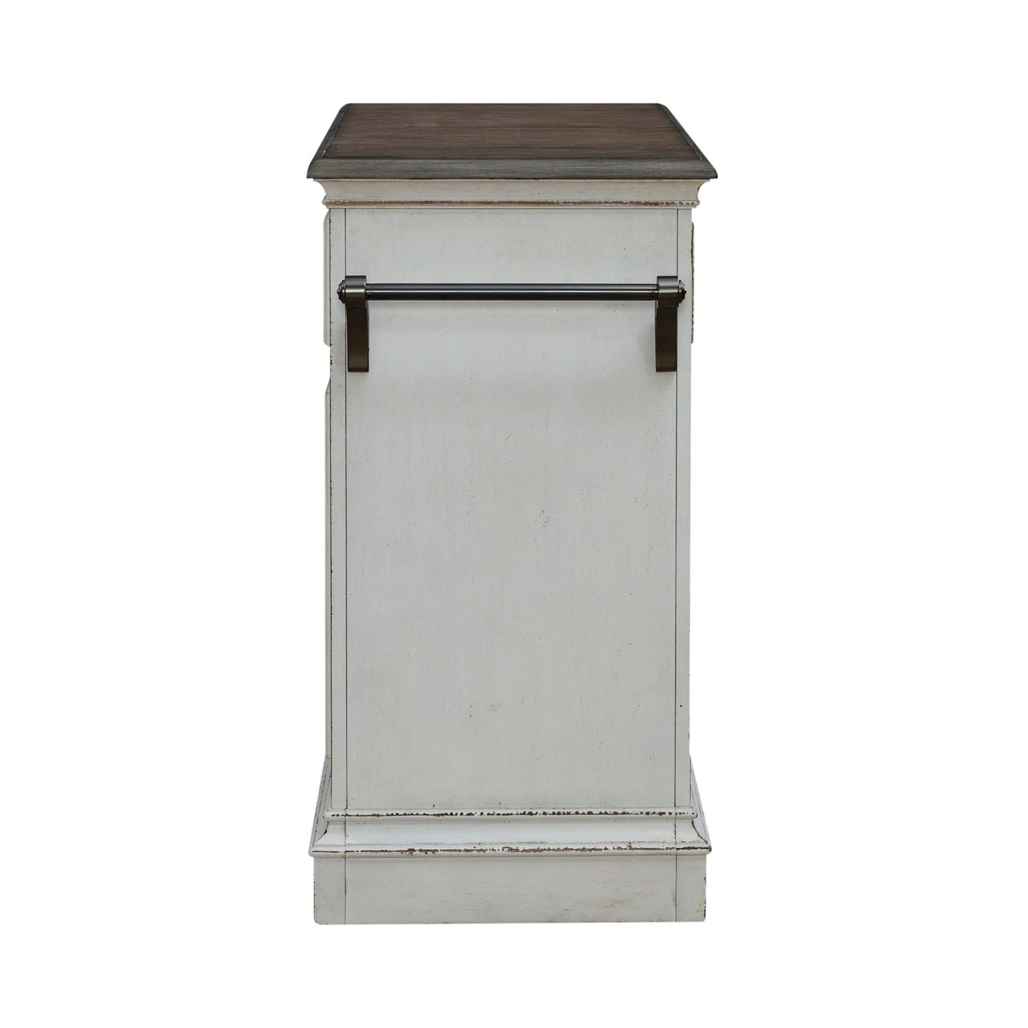 Magnolia Manor Bar Cart in Antique White & Weathered Bark EST SHIP TIME APPX 4 WEEKS image