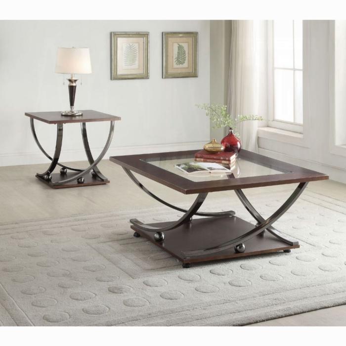 Isiah Black Nickel & Clear Glass Coffee Table - Luxury Home Furniture (MI)