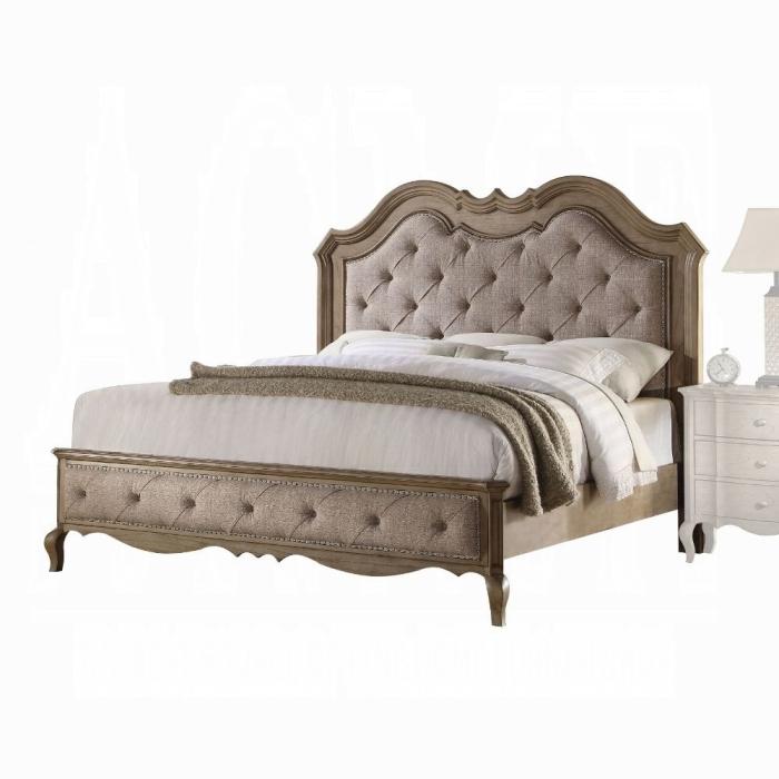 Chelmsford Beige Fabric & Antique Taupe Queen Bed - Luxury Home Furniture (MI)