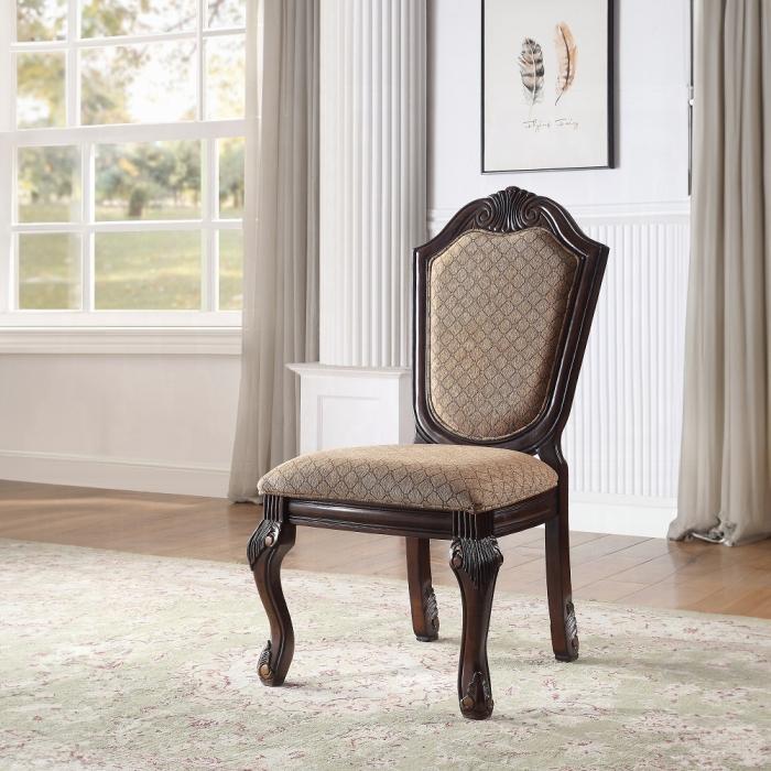 Chateau De Ville Fabric & Espresso Side Chair - Luxury Home Furniture (MI)